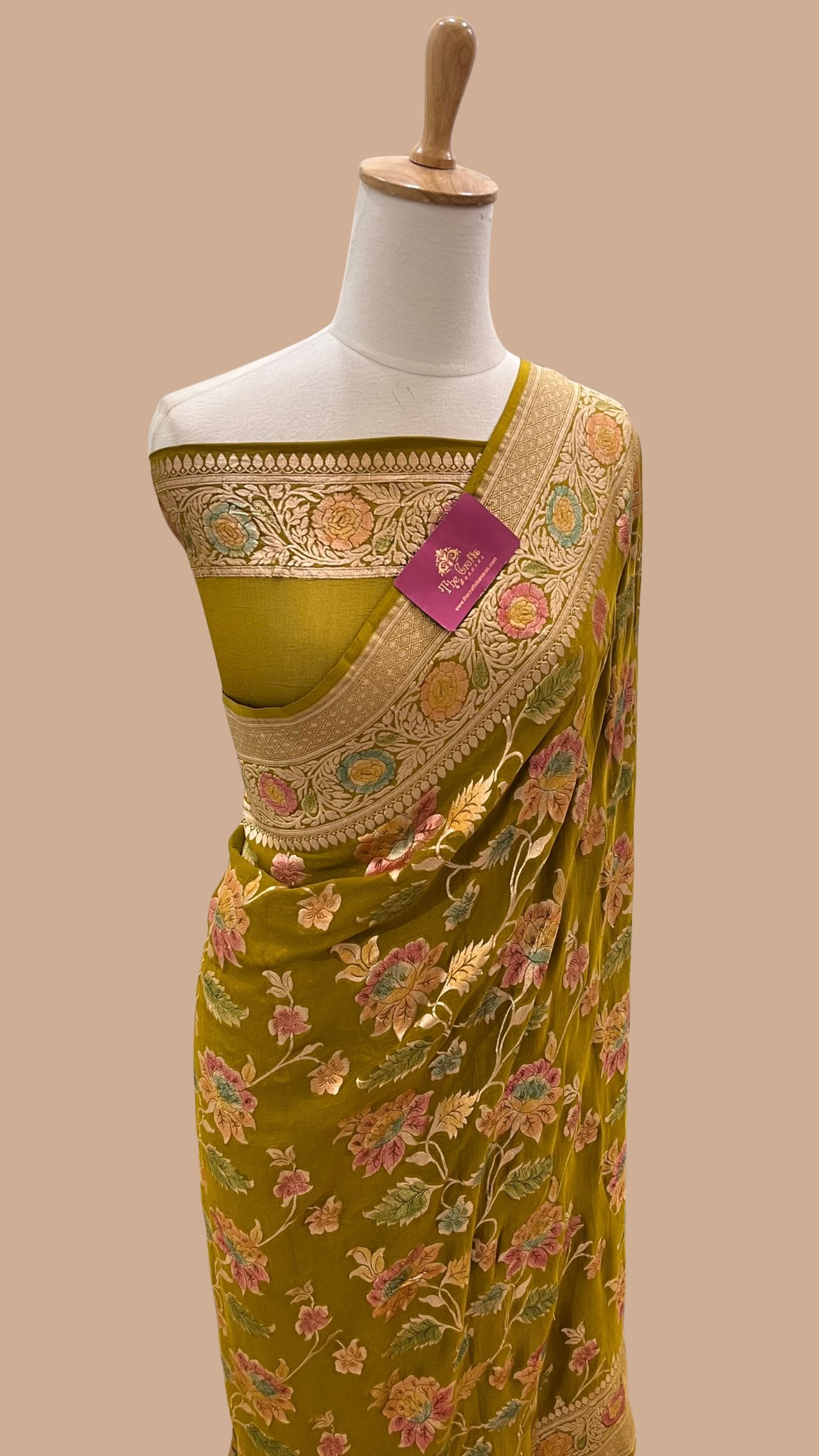 Khaddi Georgette Handloom Banarasi Saree