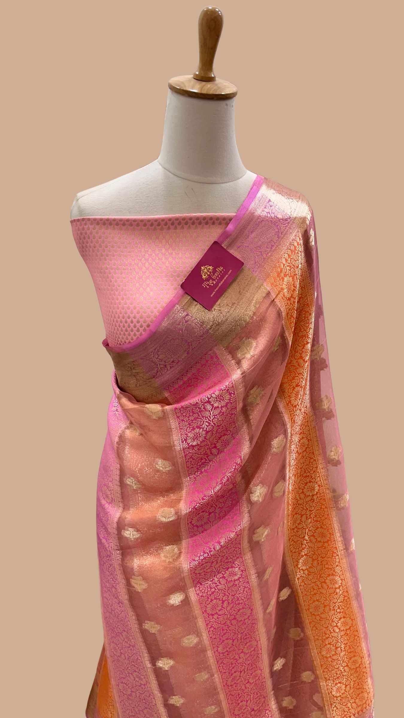 Pure Chiniya Tissue Silk Banarasi Saree - Multicolour Stripe