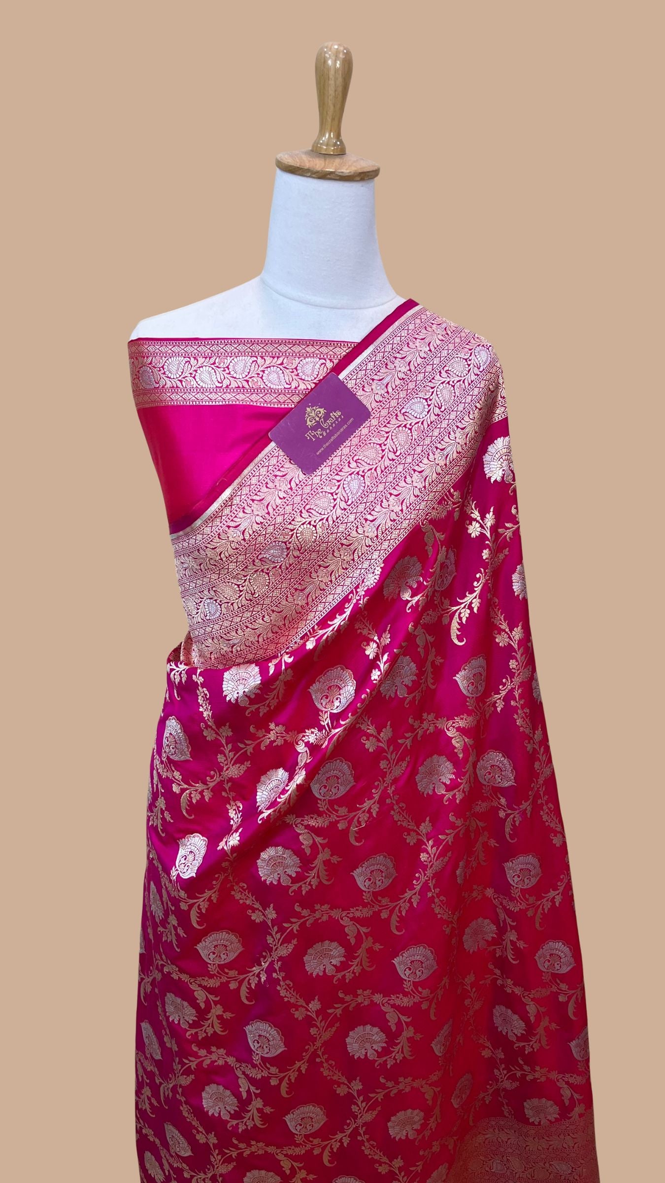 Pure Katan Silk Handloom Banarasi Saree - All over Sona Roopa Jaal work