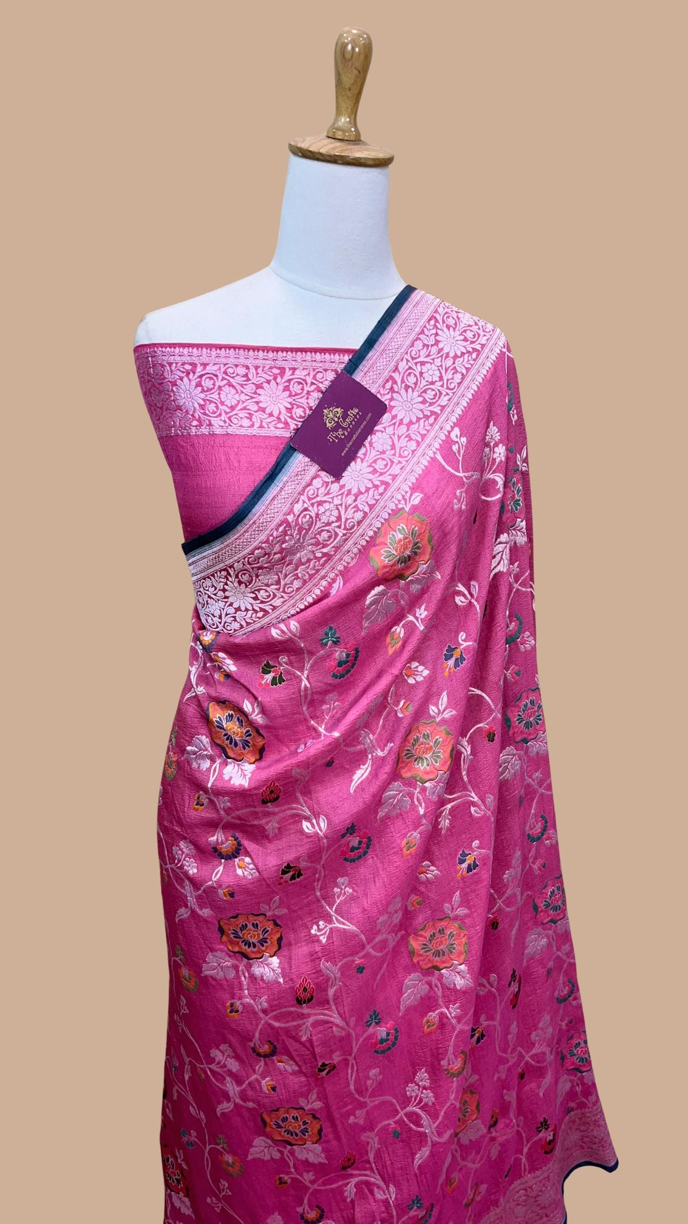 Tussar Georgette Handloom Banarasi Saree - Meenakari