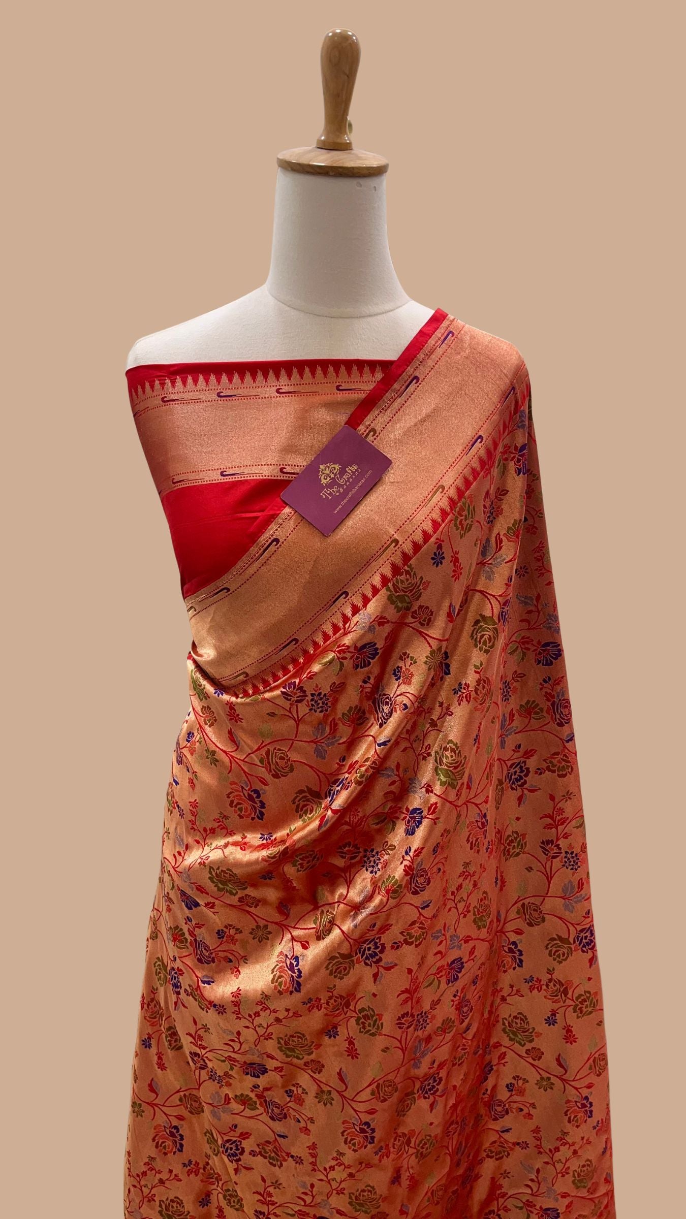 Pure Katan Tissue Silk Handloom Banarasi Saree - Tanchui Brocade Meena