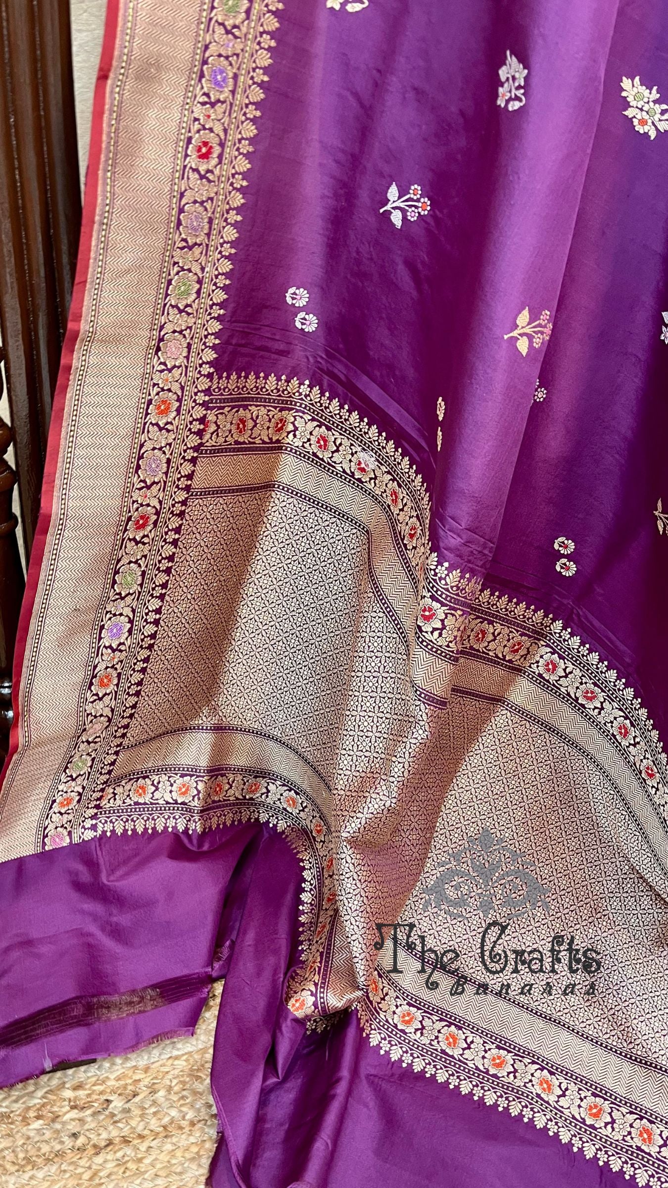 Pure Katan Silk Handloom Banarasi Saree -  Sona roopa with kadhua work