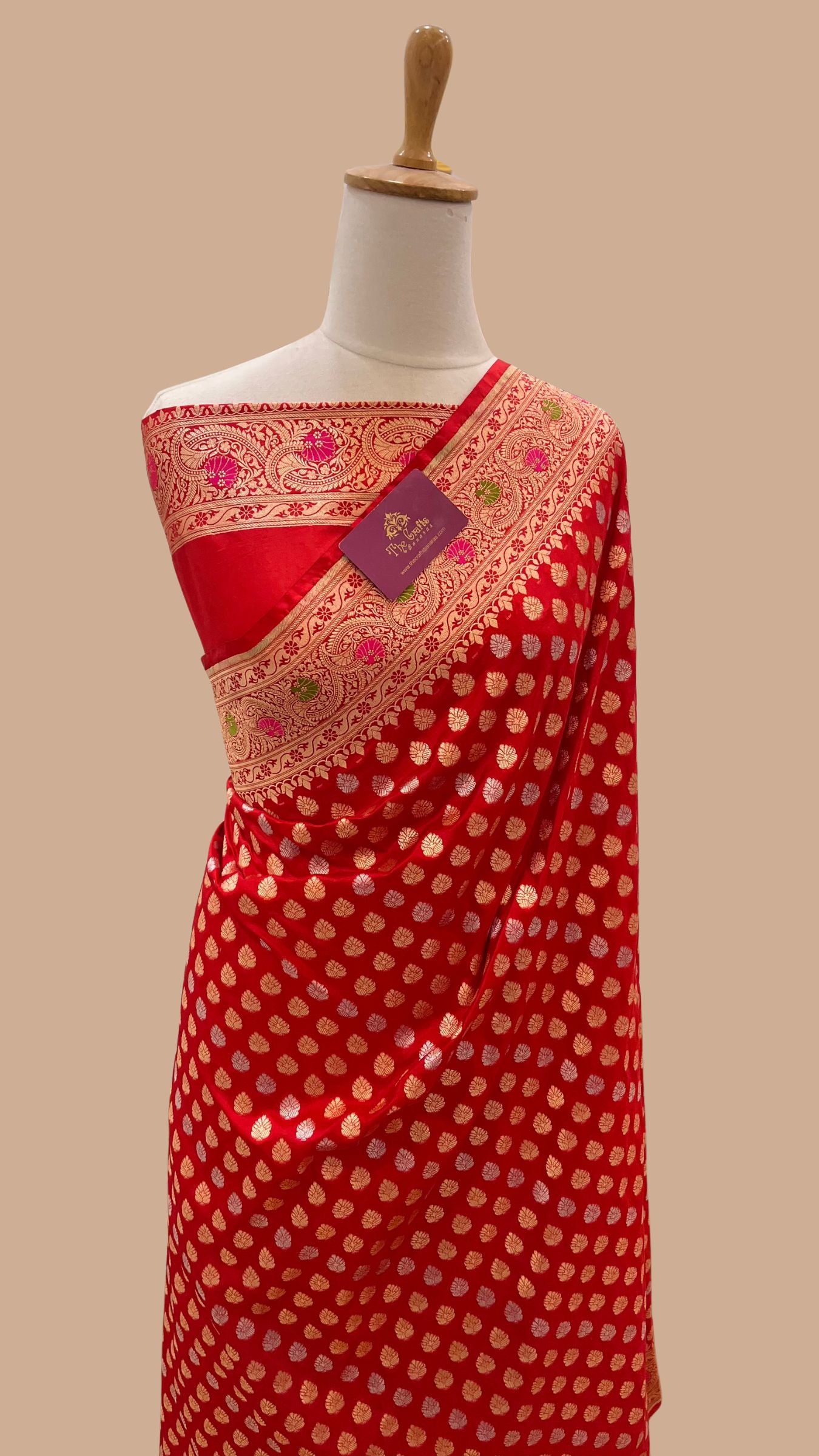 Pure Katan Silk Handloom Banarasi Saree - All Over Sona Rupa Jaal Work