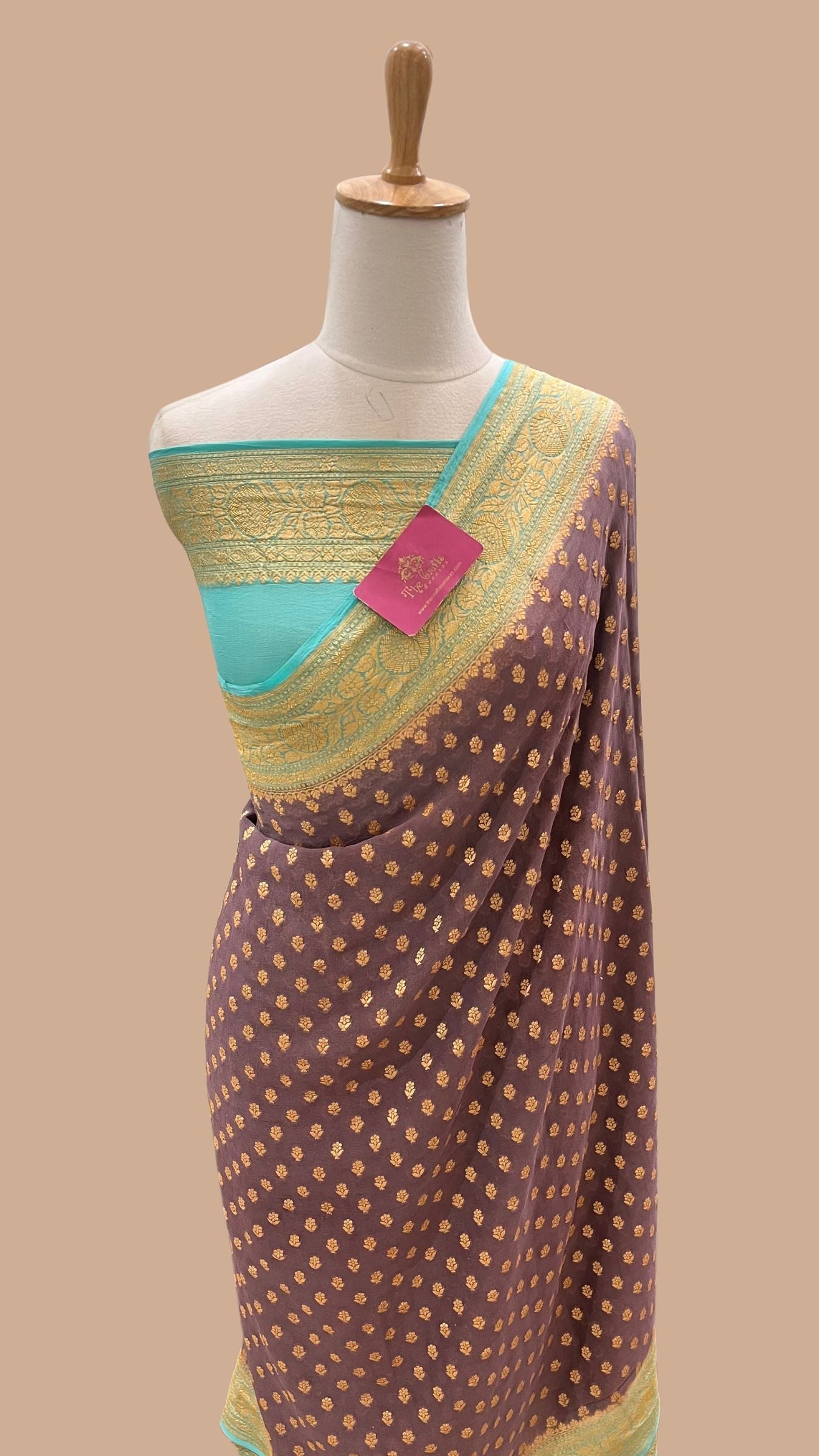Khaddi Georgette Banarasi Saree - Gold Zari