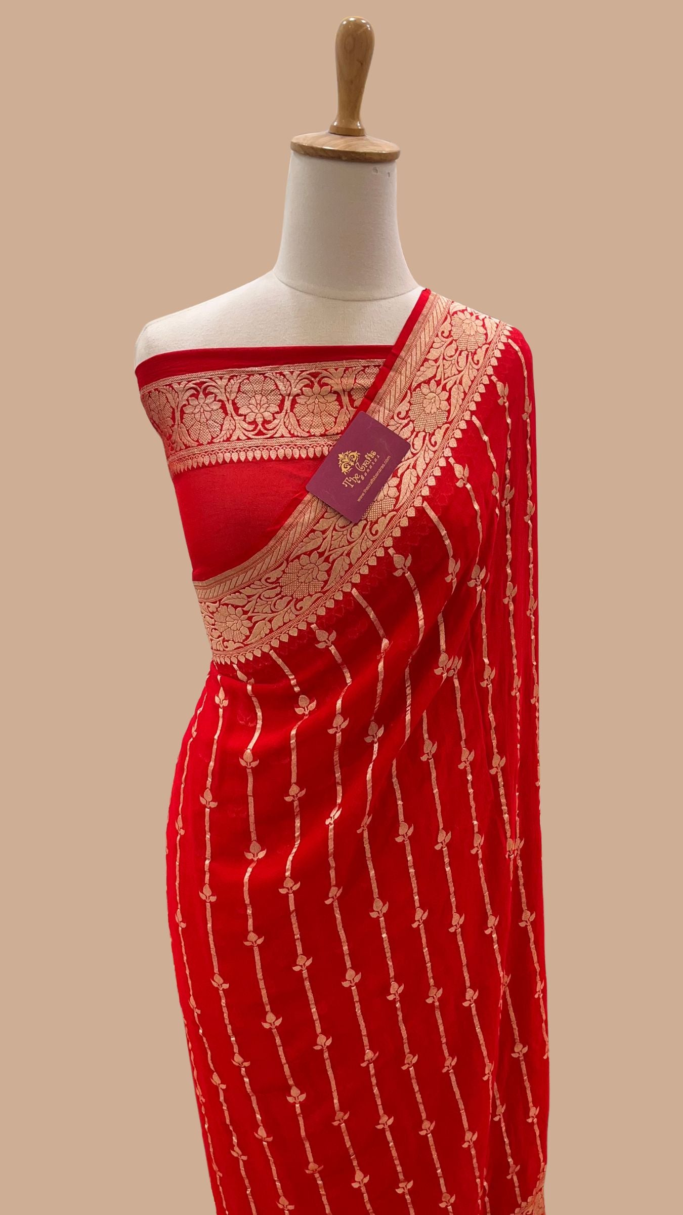 Khaddi Georgette Handloom Banarasi Saree