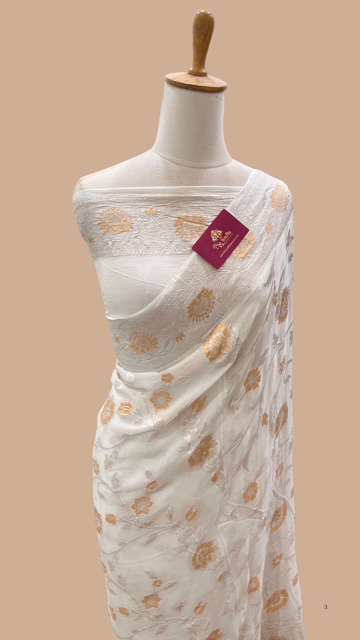 Khaddi Georgette Handloom Banarasi Saree - With sona roopa jaal work