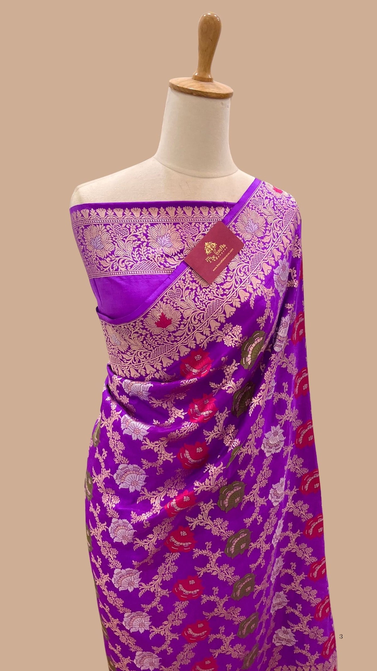 Pure Katan Silk Handloom Banarasi Saree -  Jaal Work with Meenakari