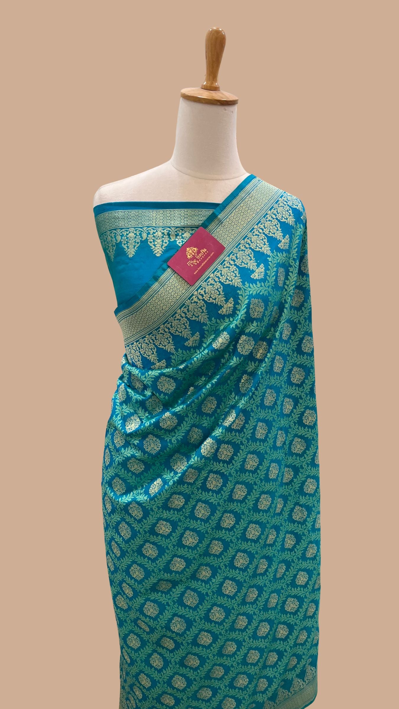Pure Cotton Silk Banarasi Brocade Handloom Saree - Meenakari