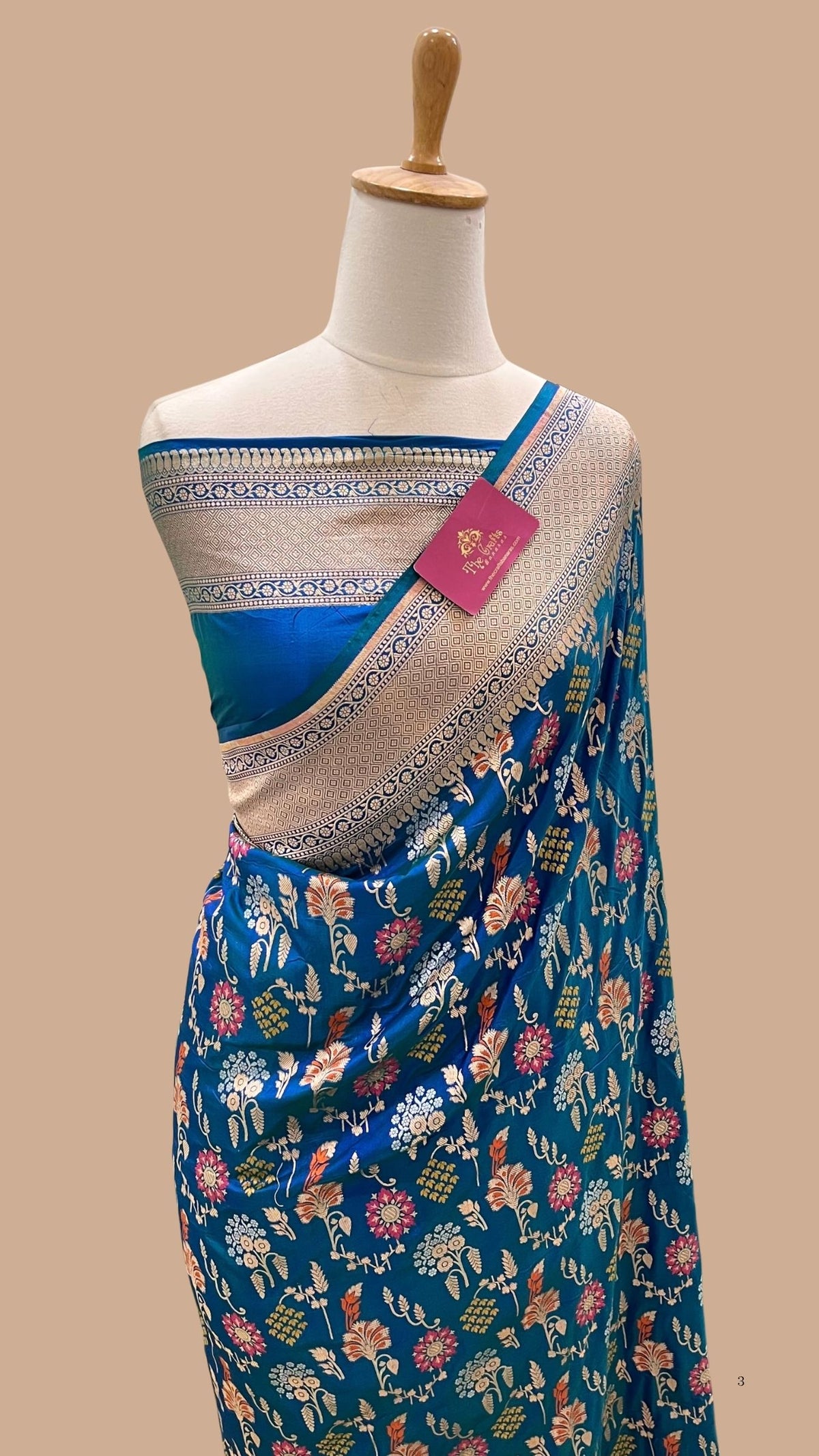 Pure Katan Silk Handloom Banarasi Saree - Jaal Work with Meenakari