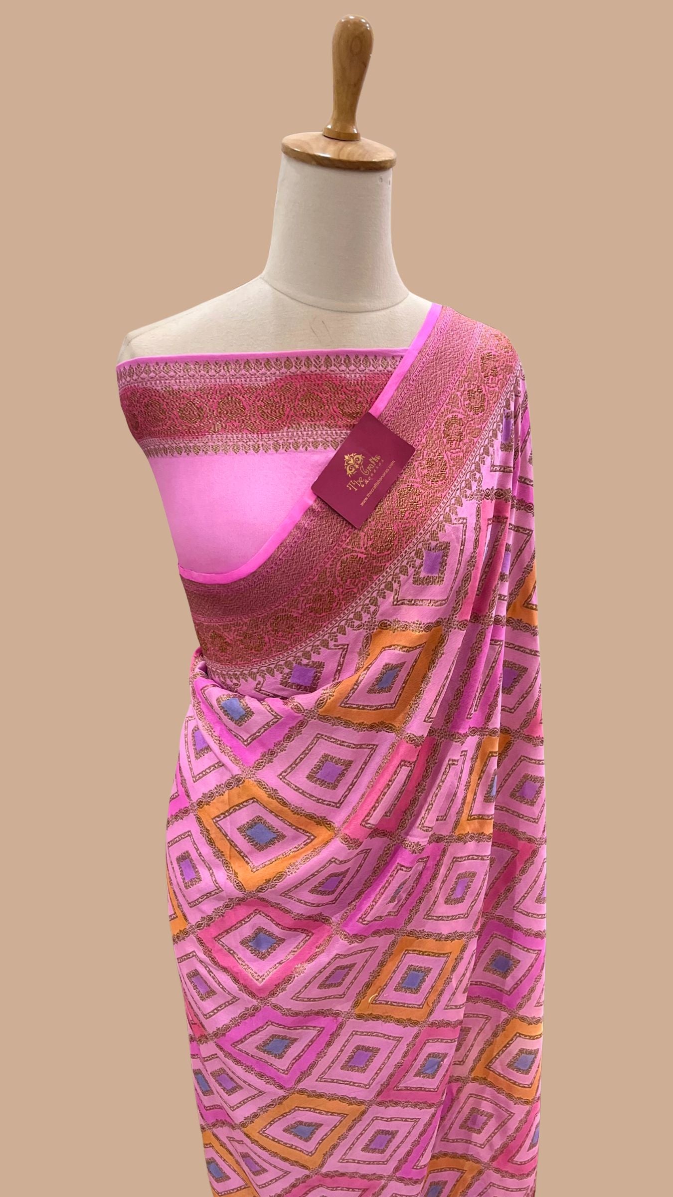 Pure Crepe Georgette Banarasi Saree - Antique Zari