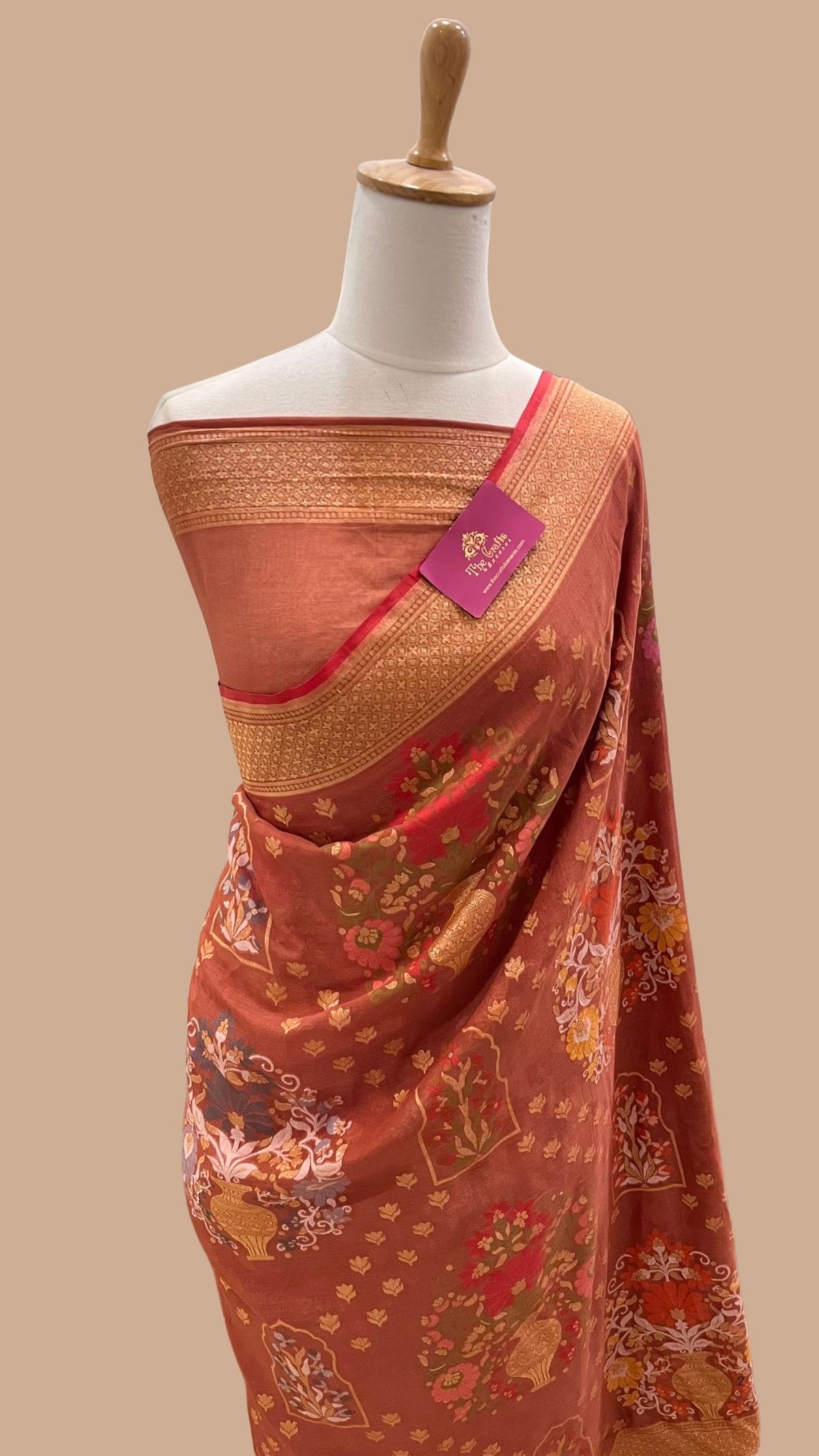 Pure Ektara Cotton Jamdani Banarasi Saree - Tilfi