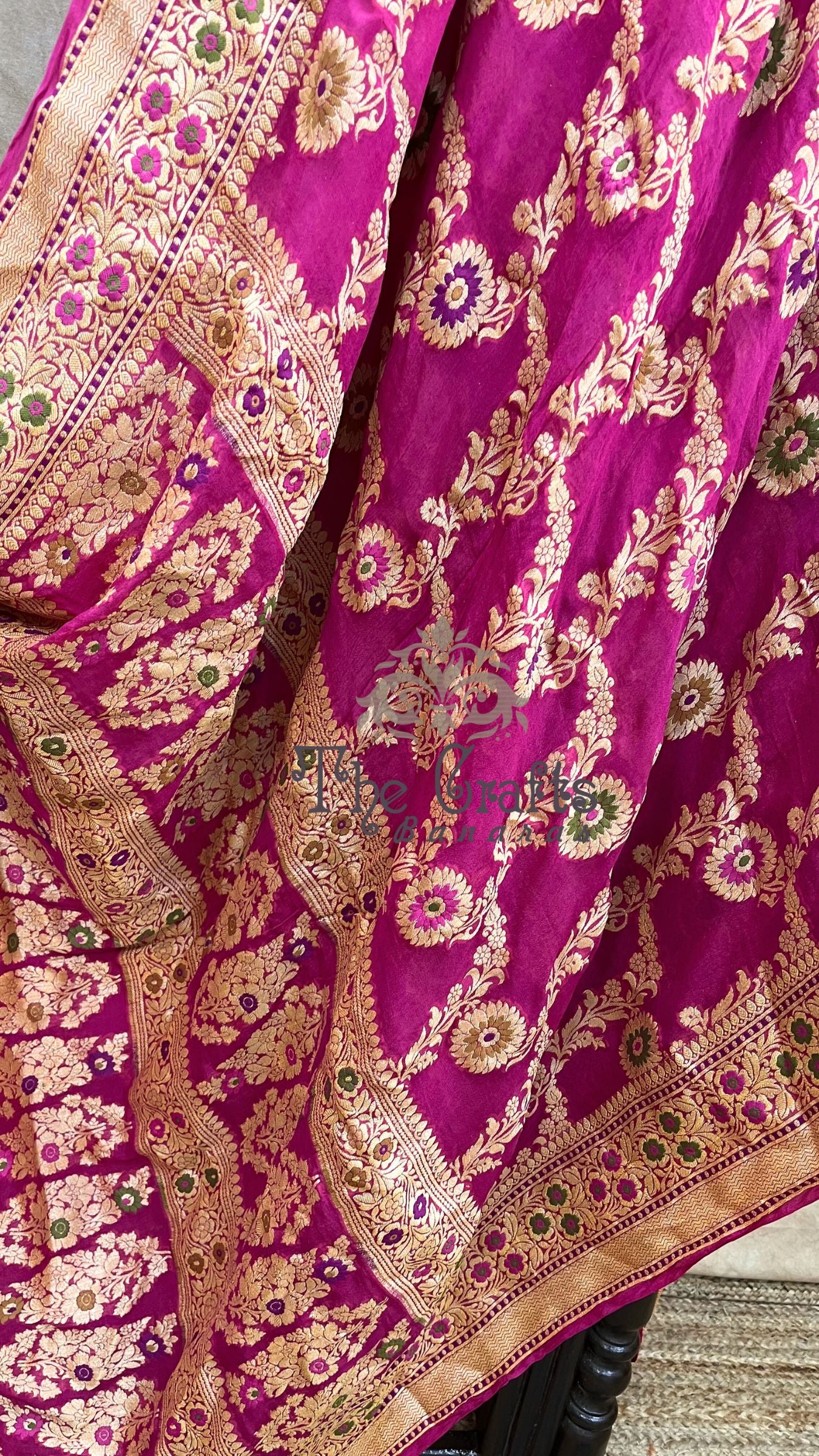 Pure Khaddi Chiffon Banarasi Saree - Meenakari