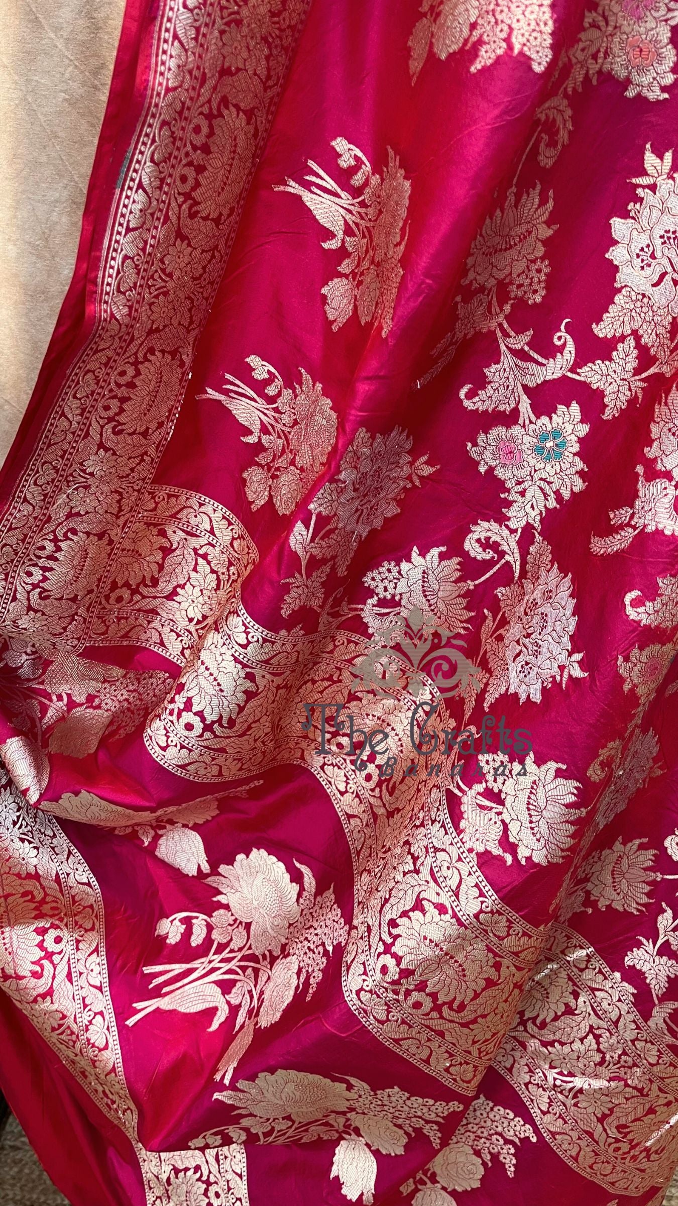 Pure Katan Silk Handloom Banarasi Saree - All over Meenakari Jaal work