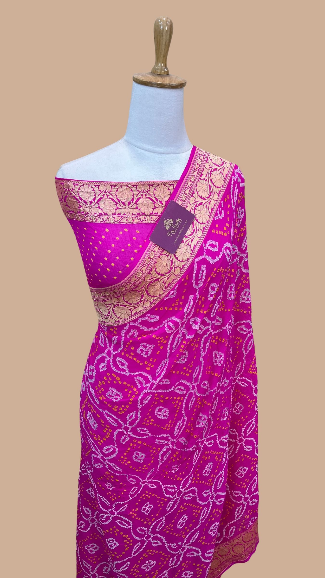 Pure Georgette Banarasi Handloom Bandhej Saree