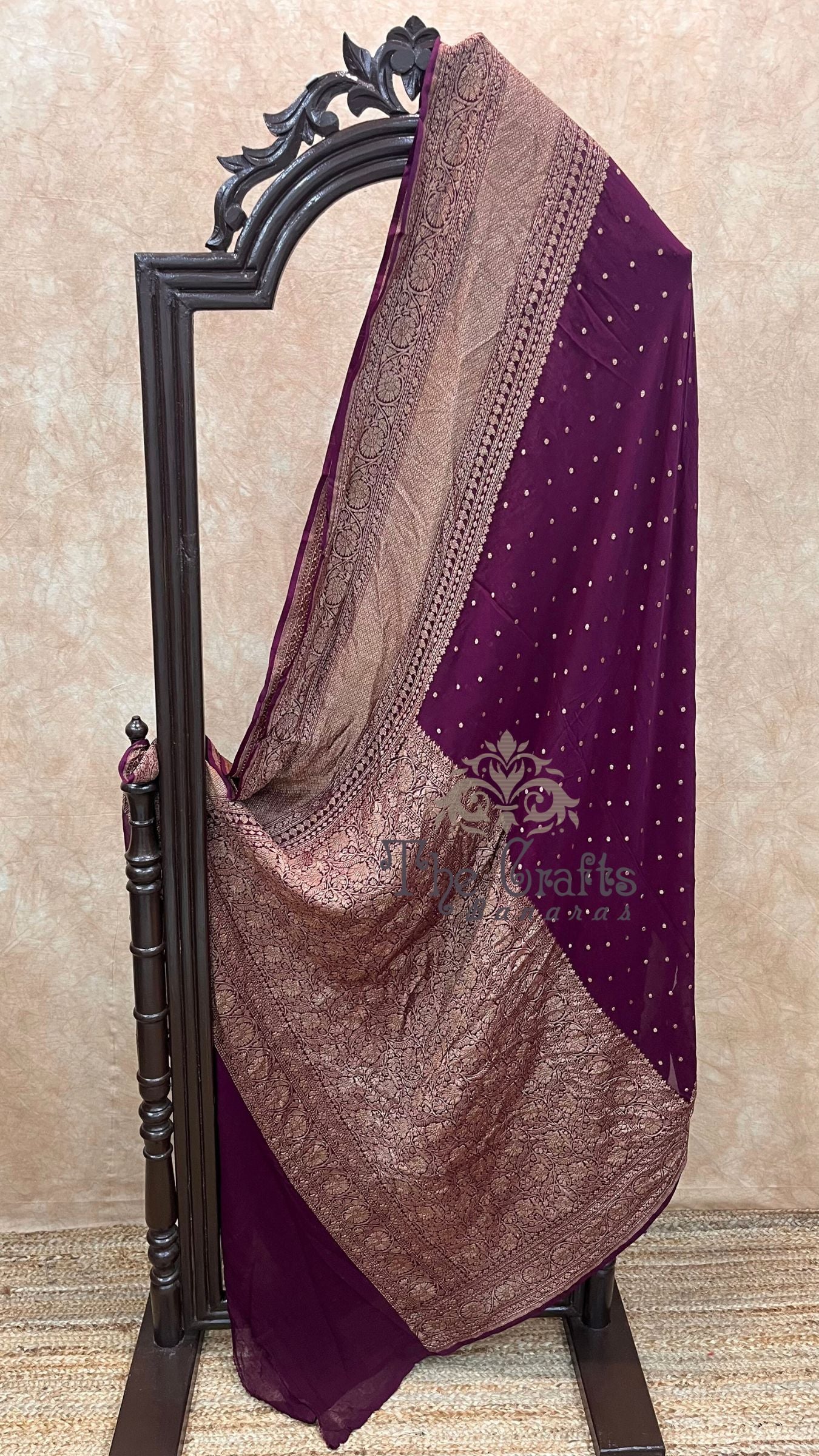 Khaddi Georgette Banarasi Saree - Antique Zari