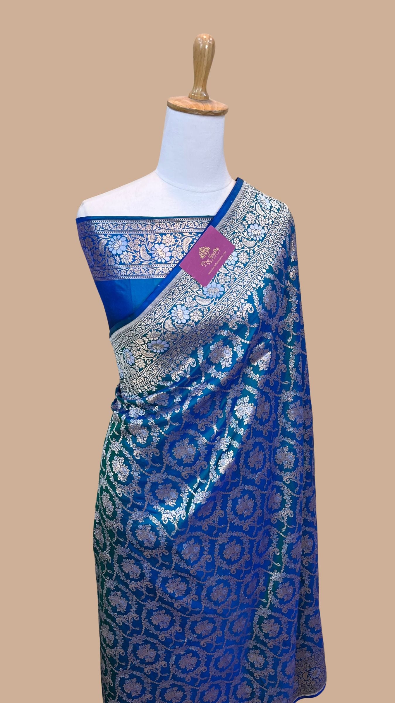 Pure Katan Silk Handloom Banarasi Saree - All Over Sona Rupa Jaal Work