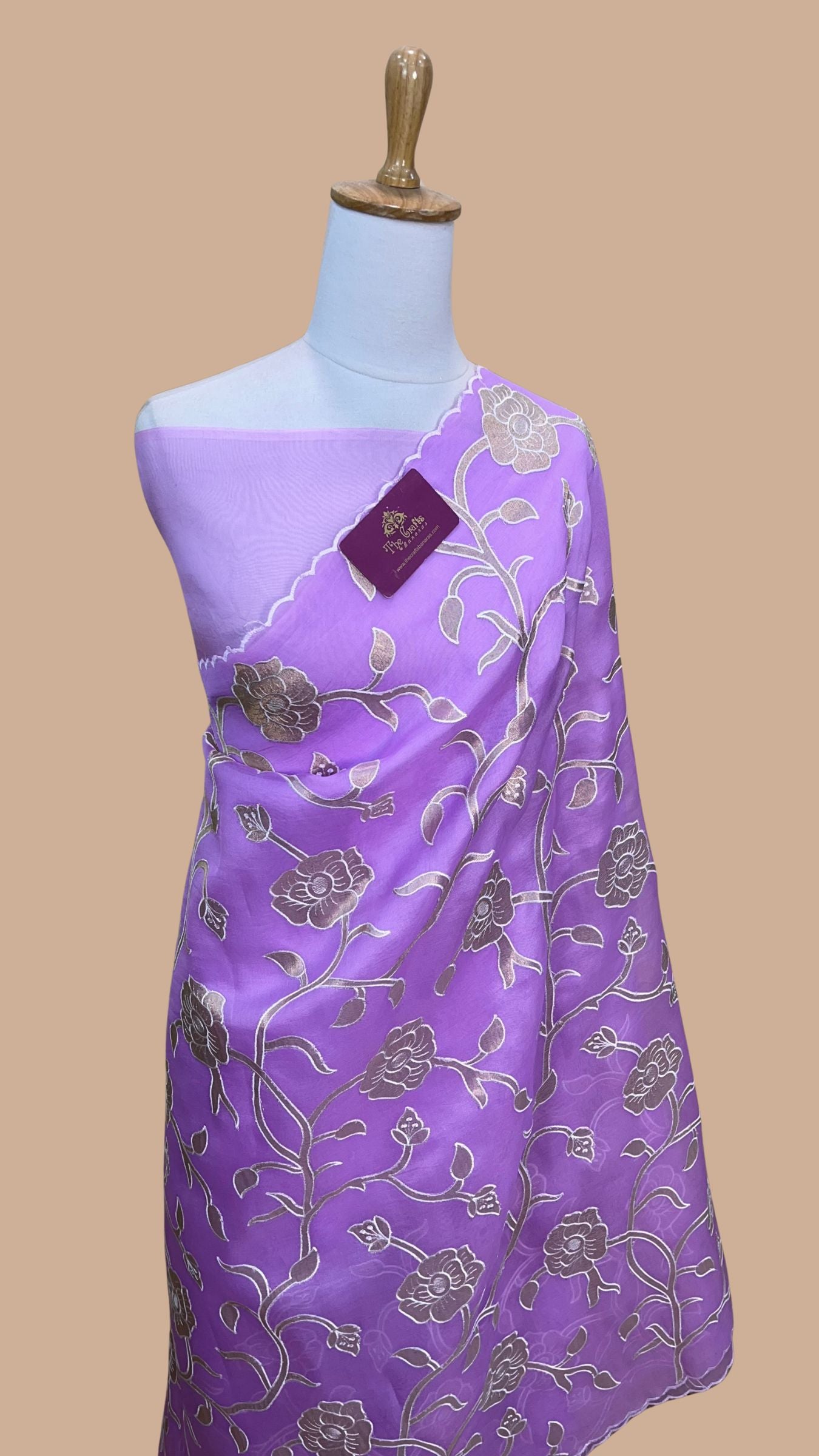 Pure Kora Organza Silk Banarasi Saree - Chikankari all over