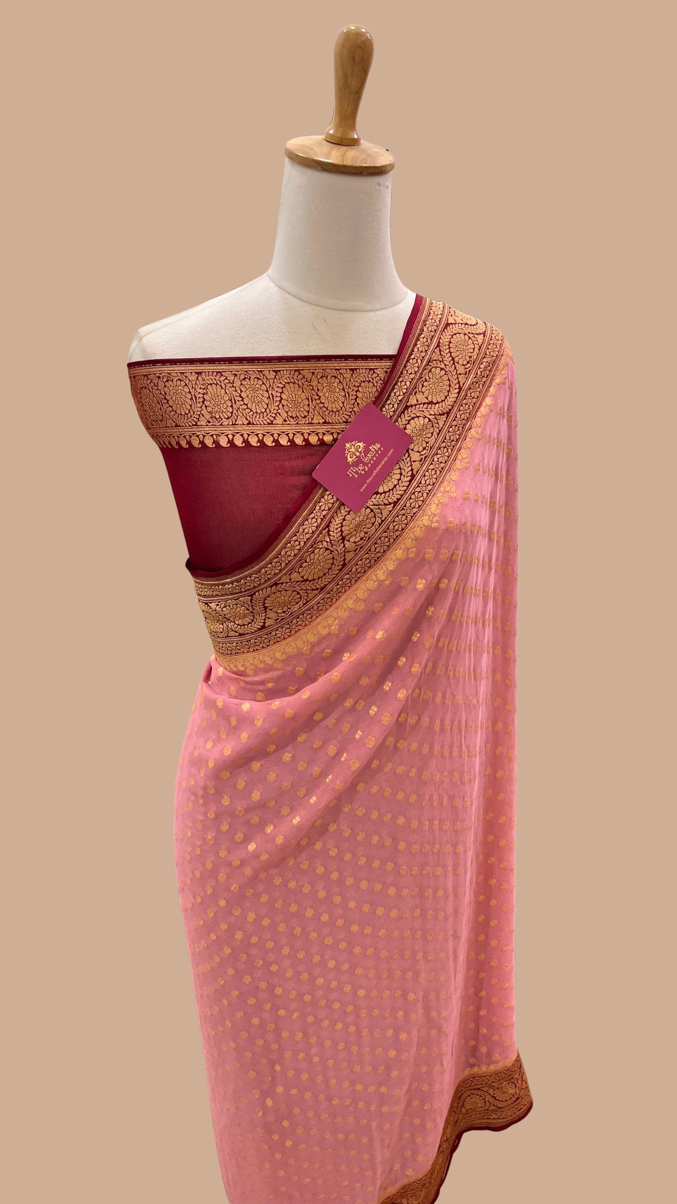 Khaddi Georgette Banarasi Saree - Gold Zari
