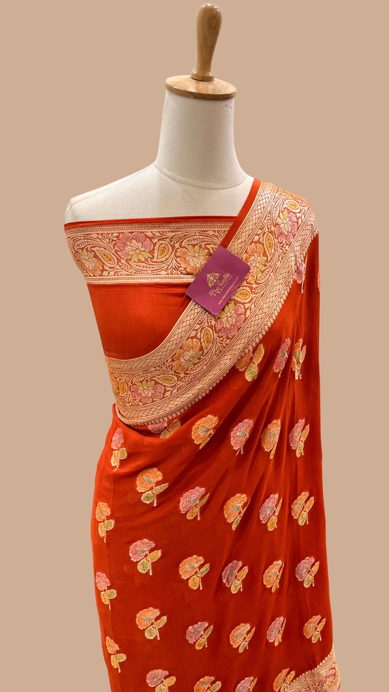 Pure Khaddi Chiffon Banarasi Saree