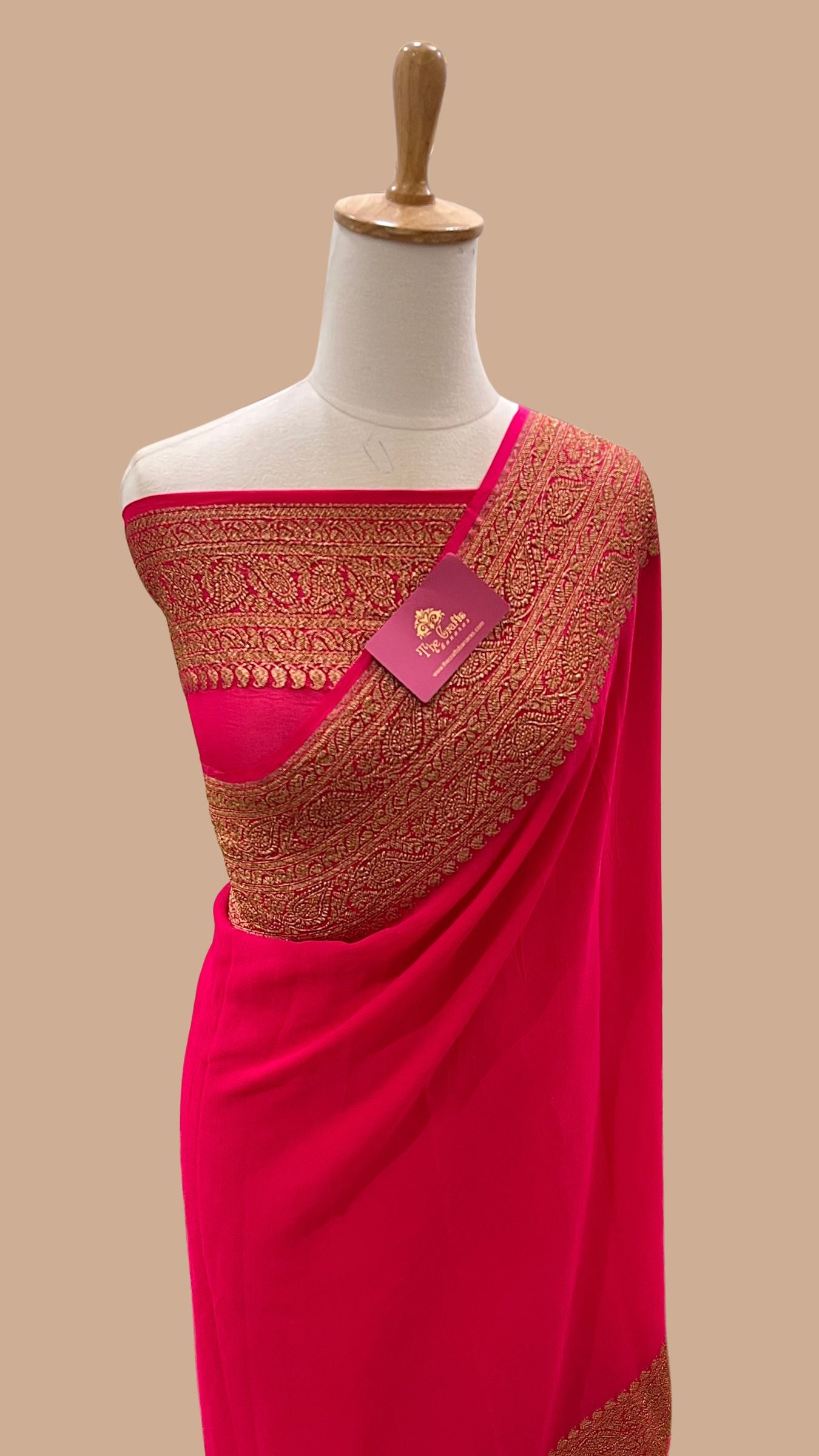 Khaddi Georgette Banarasi Saree - Antique Zari