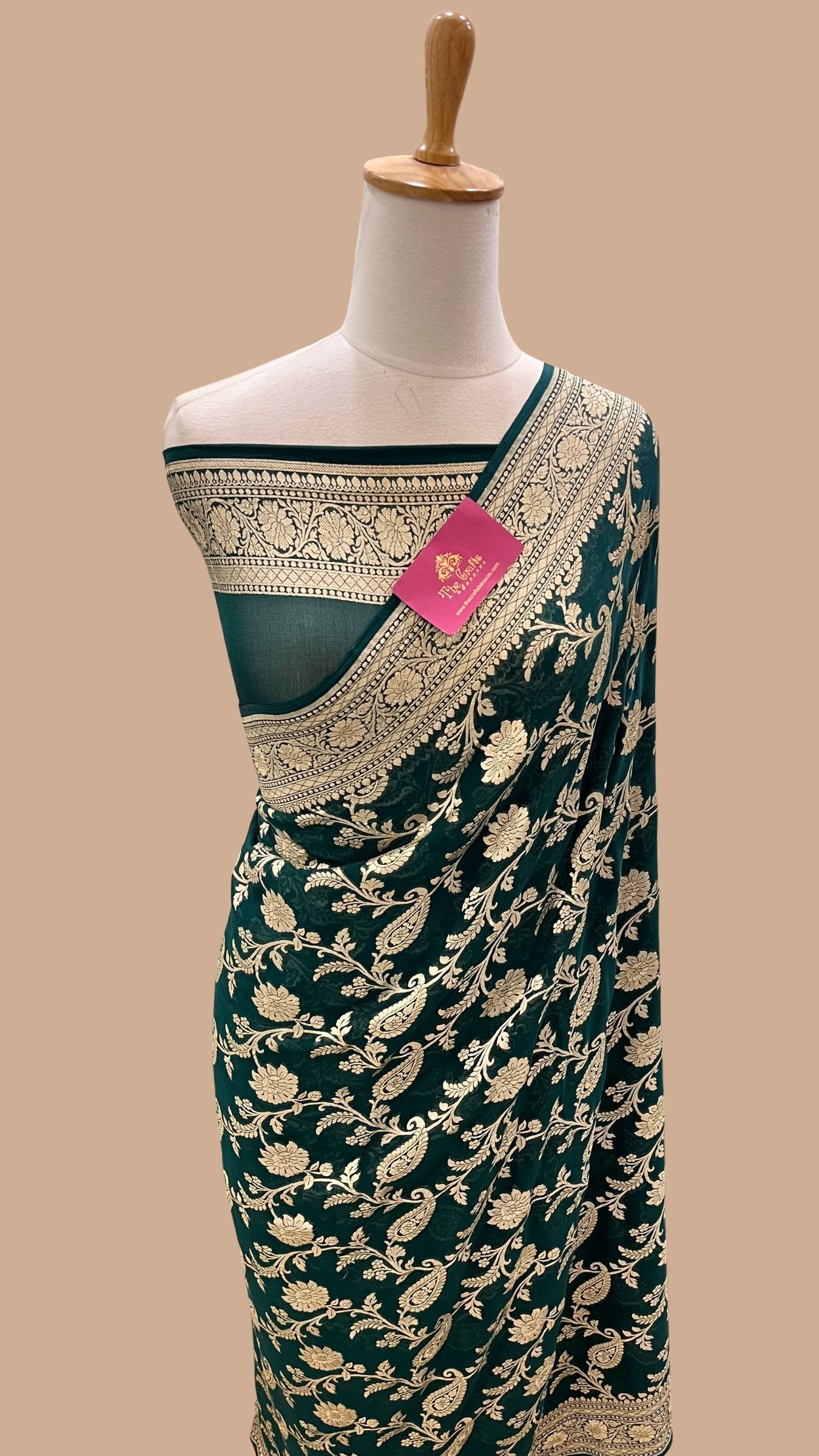 Khaddi Georgette Banarasi Saree - Gold Zari