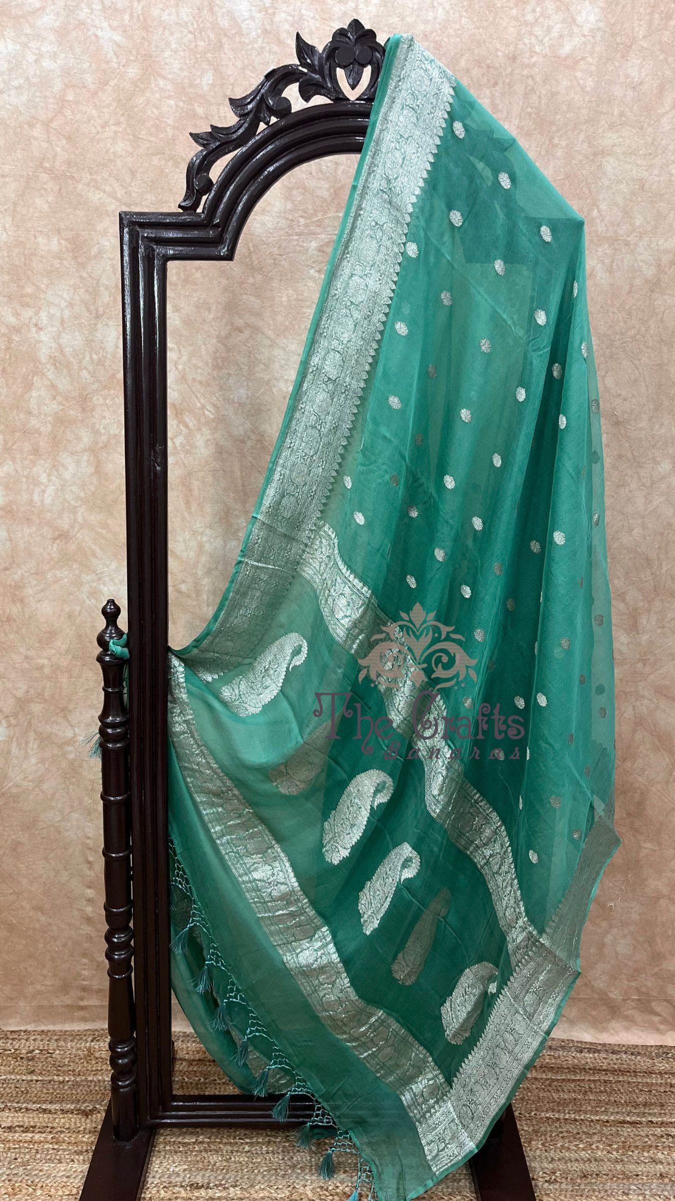 Pure Georgette Banarasi Saree - Silver Zari