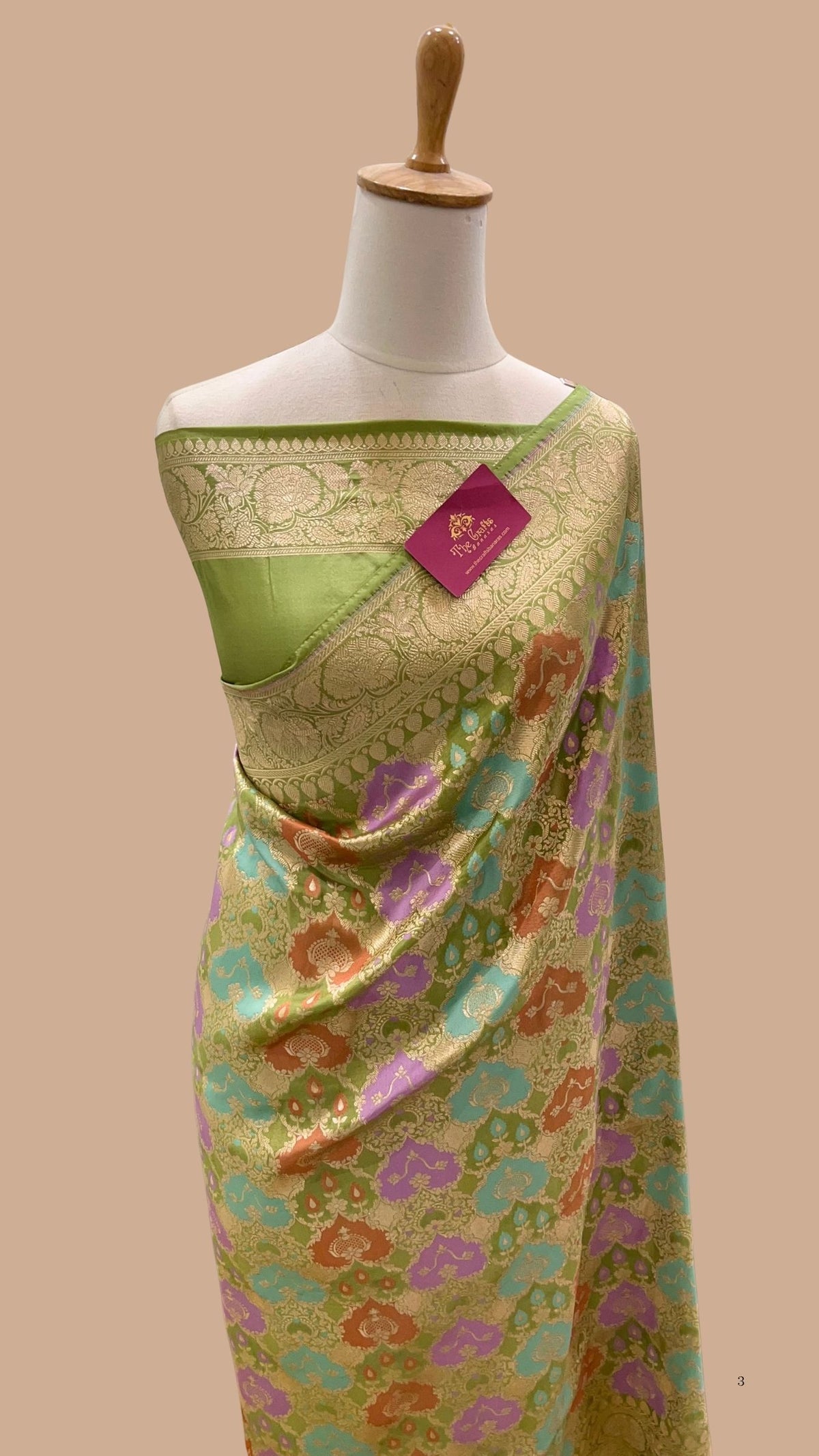 Rangkat Pure Katan Silk Handloom Banarasi Saree - Jaal work with meenakari