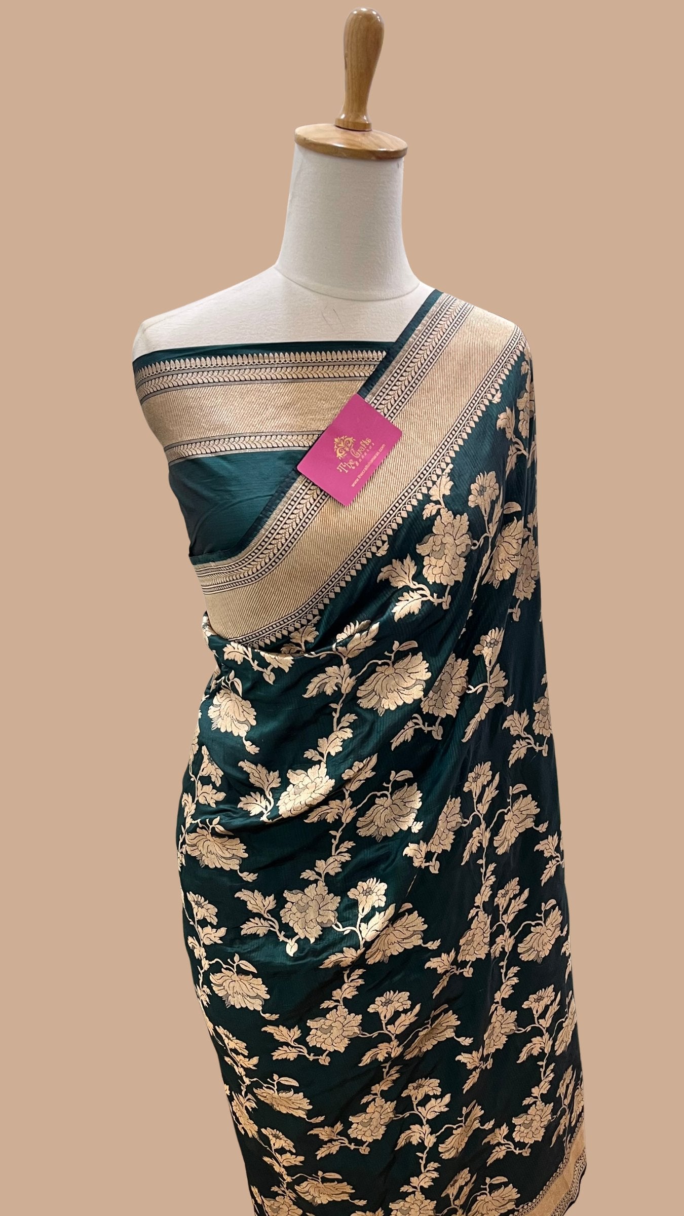 Pure Katan Silk Handloom Banarasi Saree - Jaal work