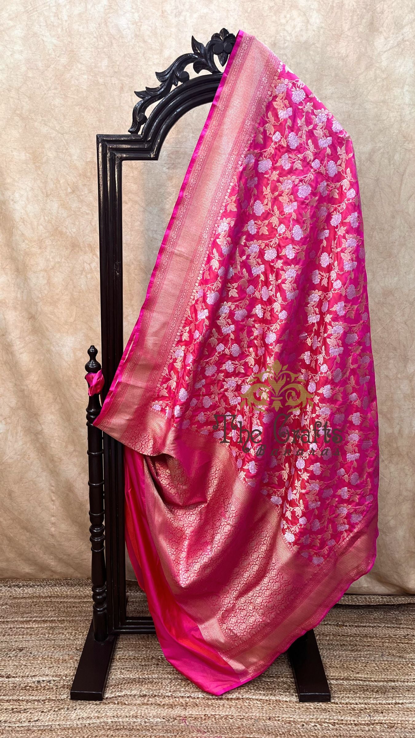 Pure Katan Silk Handloom Banarasi Saree - All over Sona Roopa Jaal work