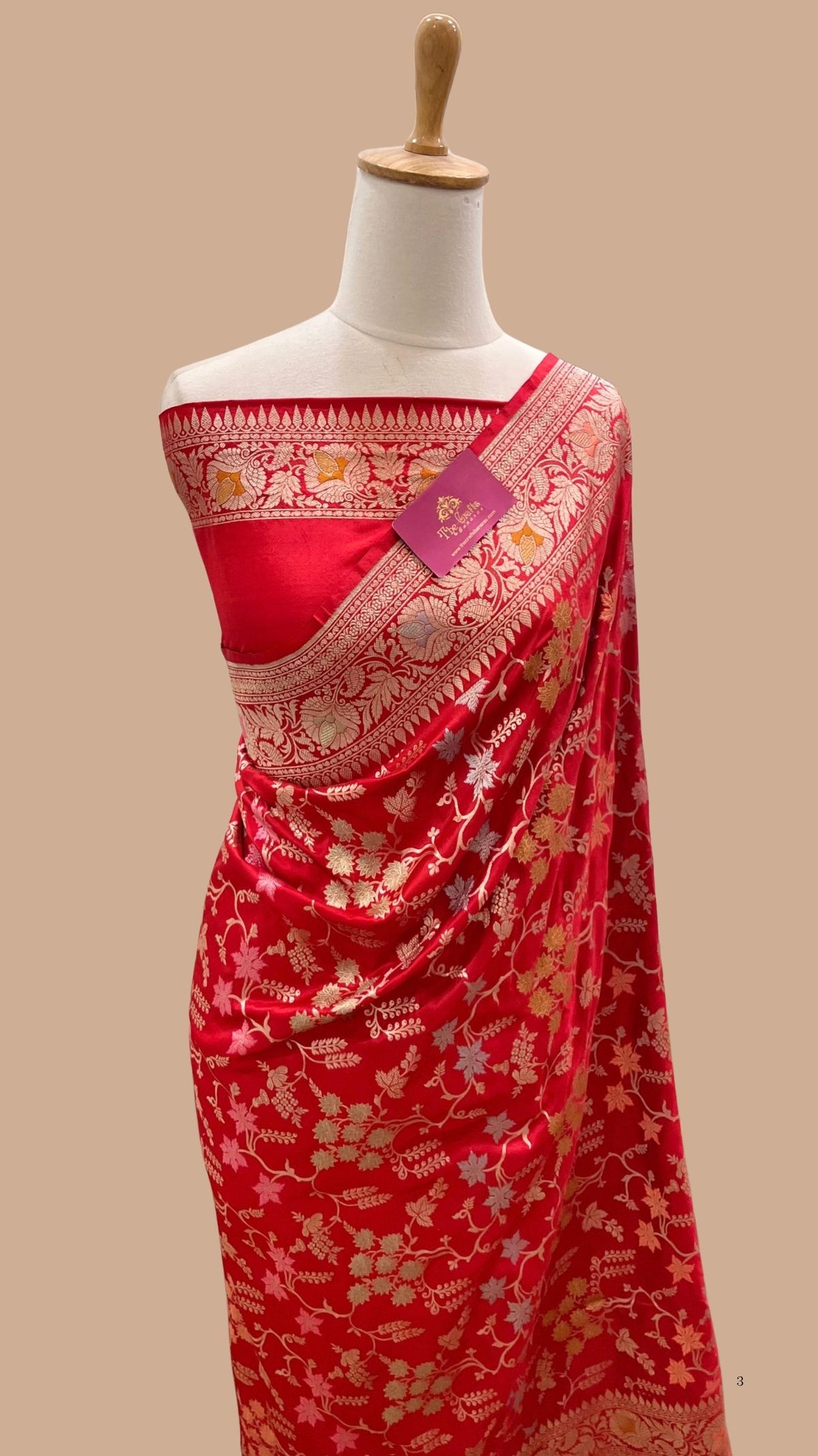 Pure Katan Silk Handloom Banarasi Saree - Jaal Work with Meenakari