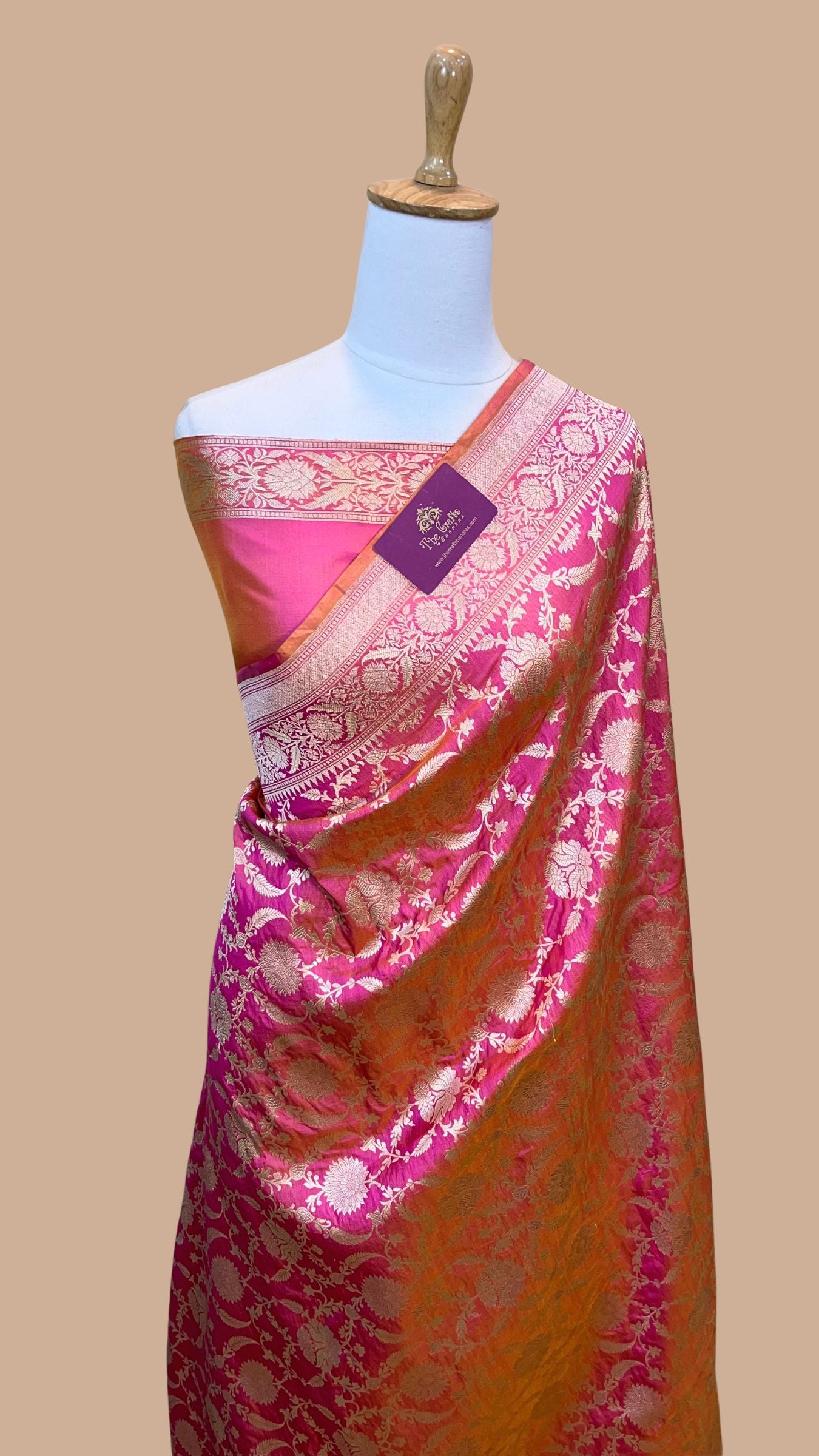 Pure Katan Silk Handloom Banarasi Saree - Jaal work