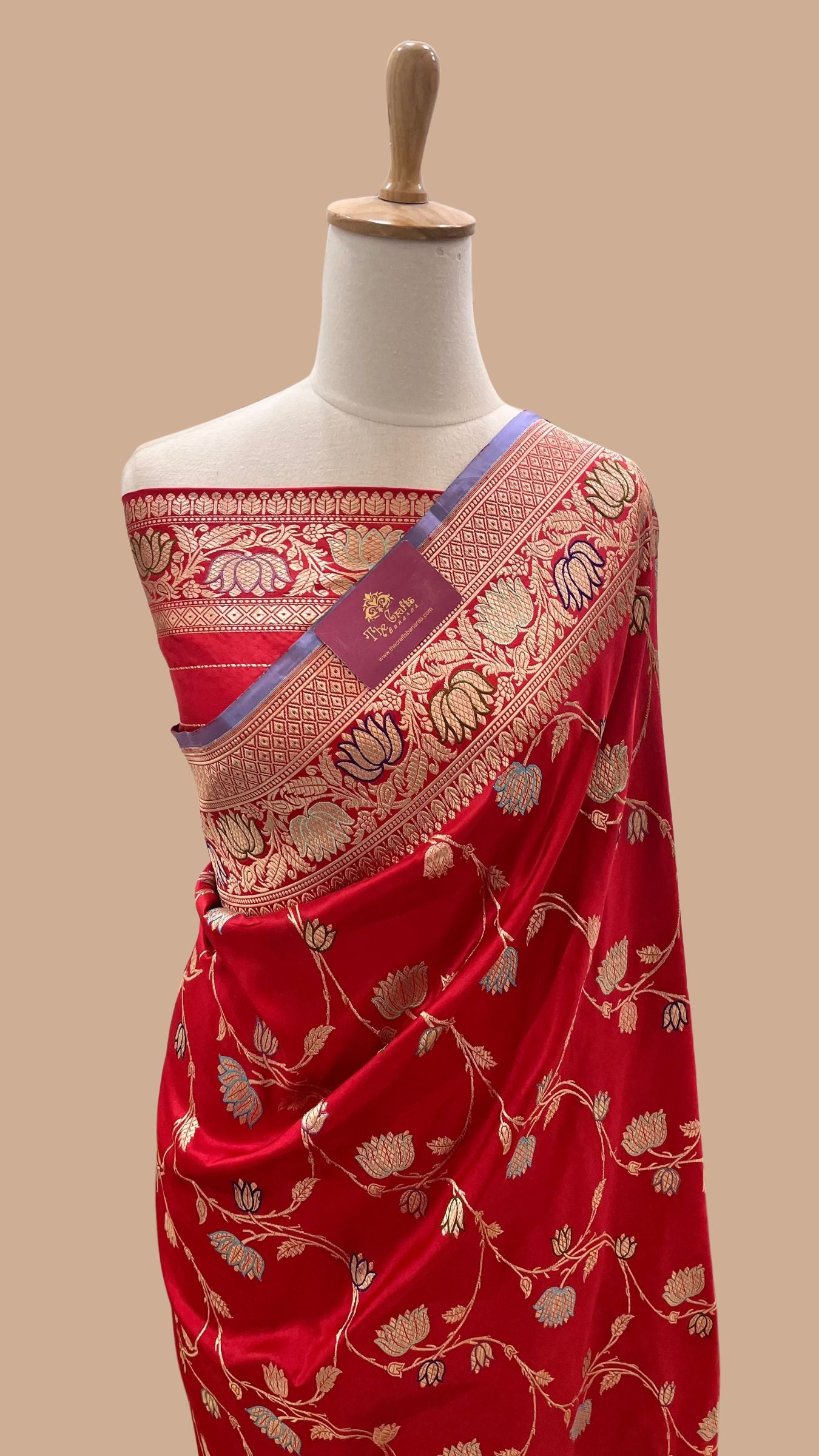 Pure Katan Silk Handloom Banarasi Saree - All Over Kadiyal Multimeena Jangla