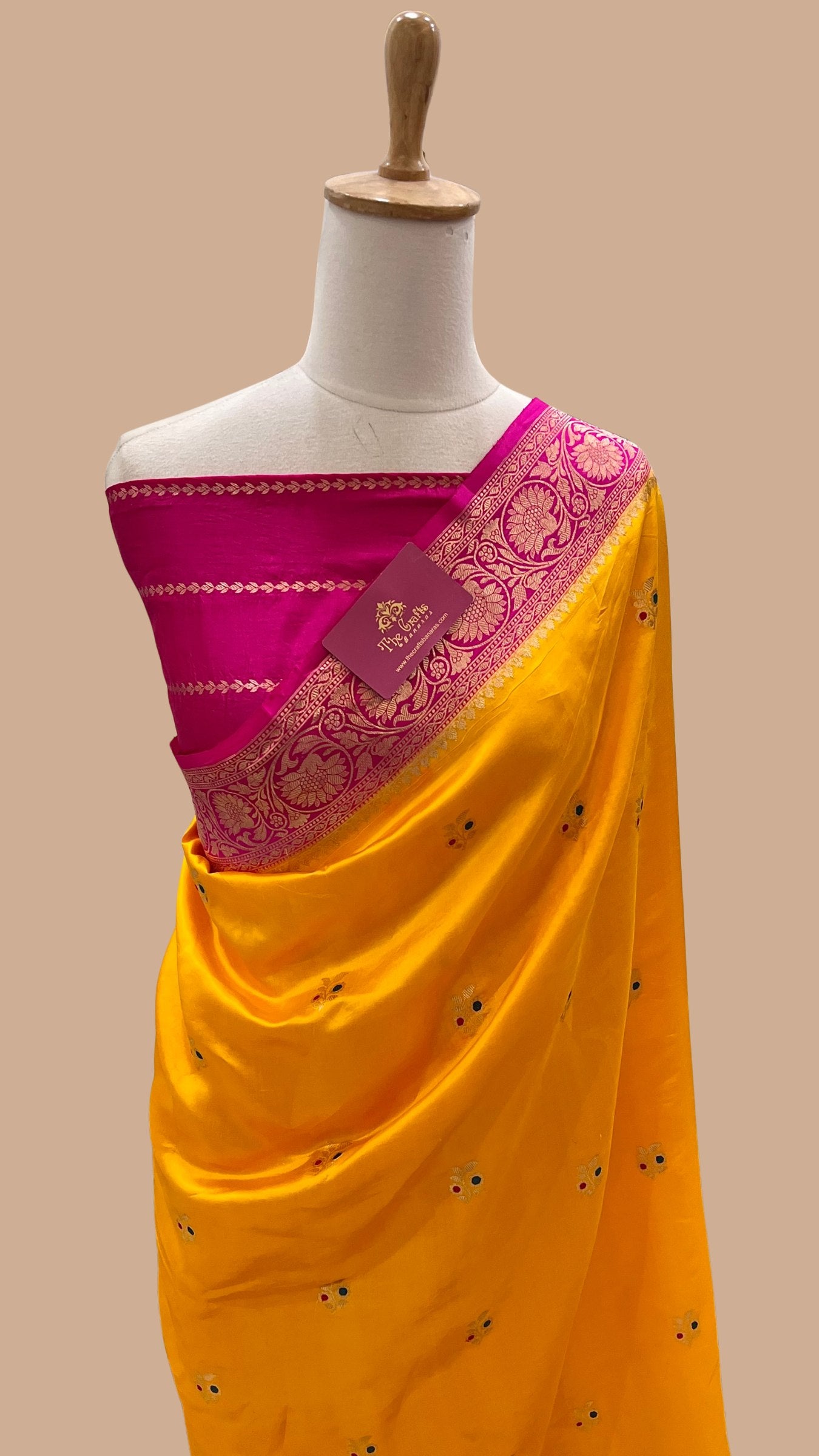 Pure Mango Silk Handloom Banarasi Saree - with kadhua motifs