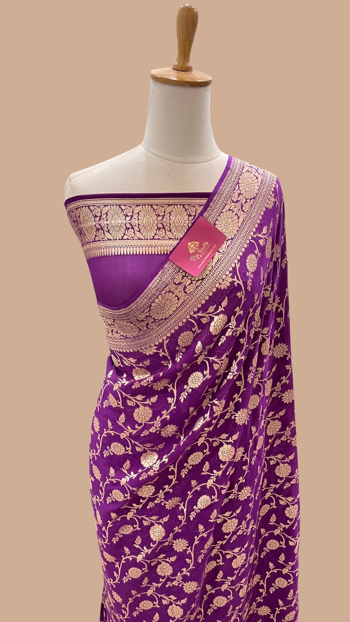 Khaddi Georgette Banarasi Saree - Gold Zari
