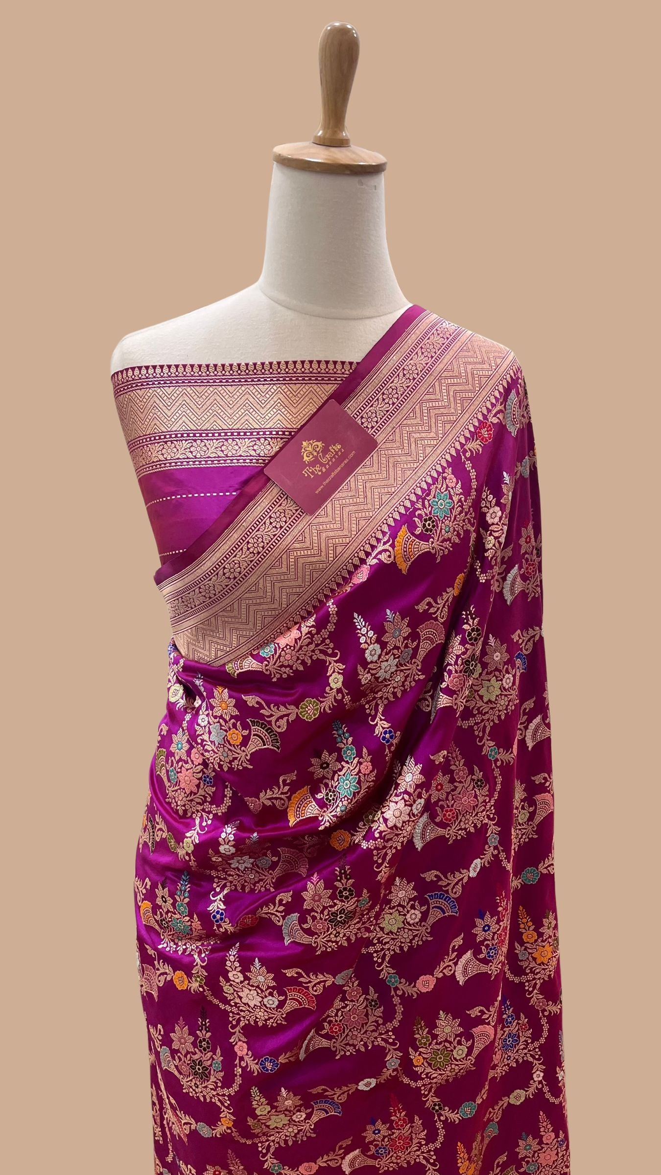 Pure Katan Silk Handloom Banarasi Saree - All Over Kadiyal Multimeena Jangla