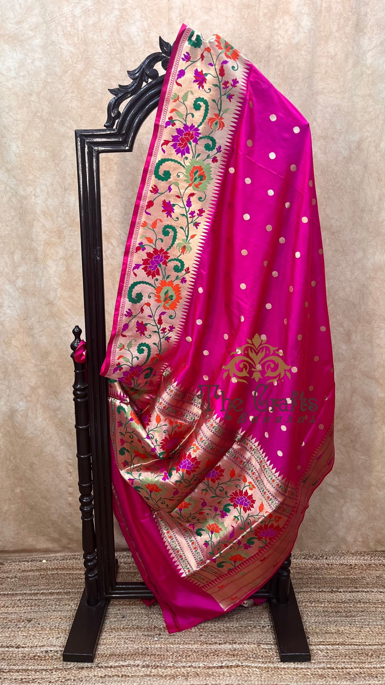 Pure Katan Silk Handloom Banarasi Saree - with paithani meenakari border