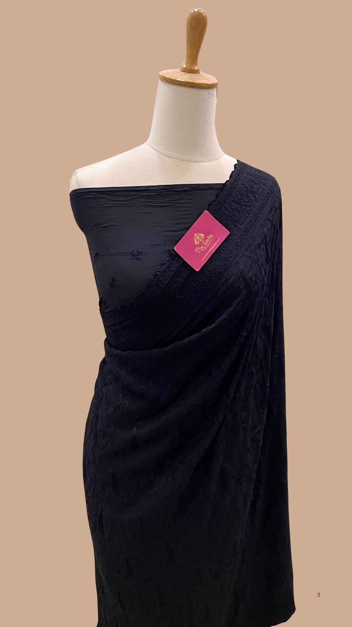 Pure Georgette Chikankari Handloom Banarasi Saree