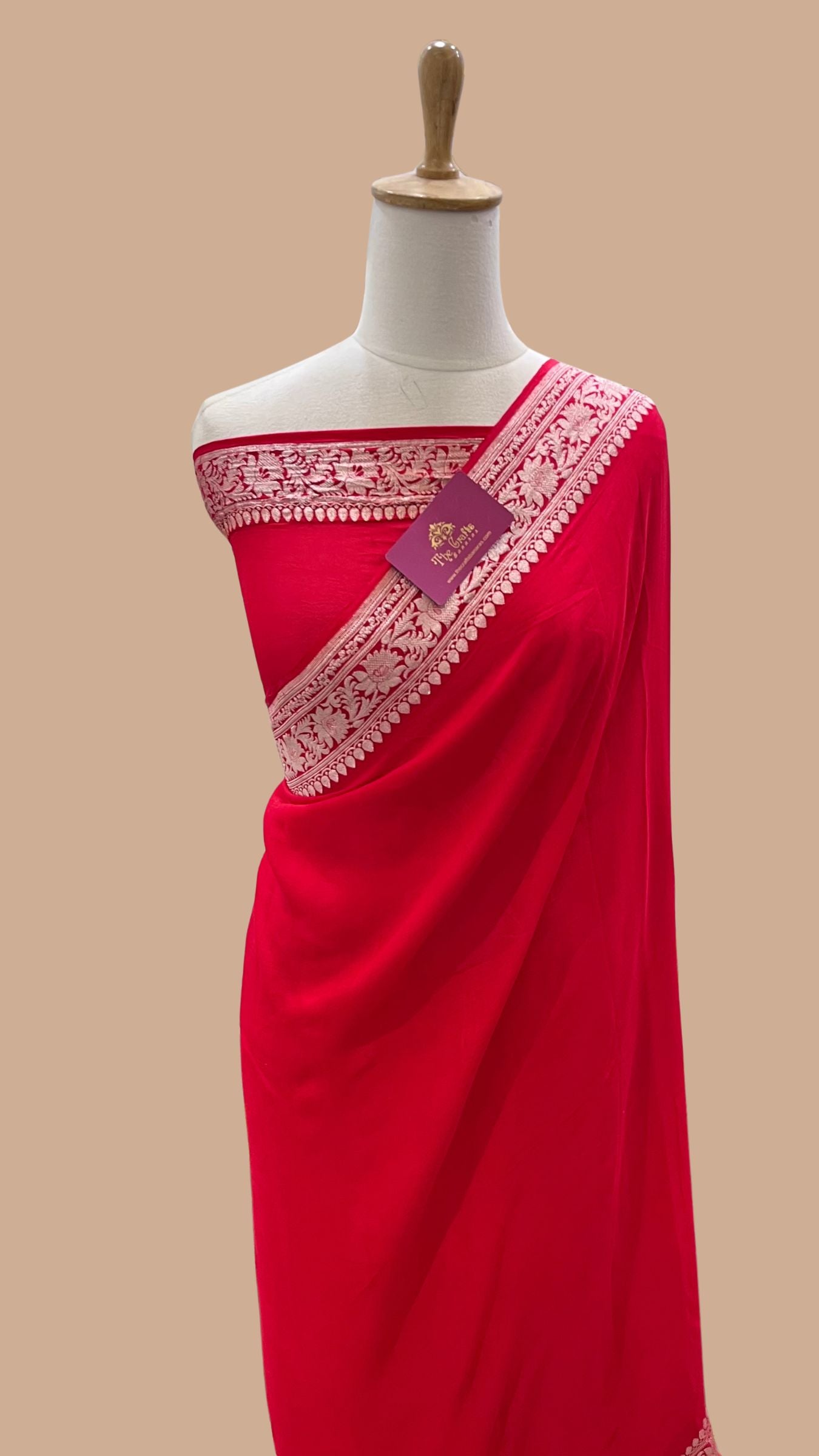 Khaddi Georgette Handloom Banarasi Saree