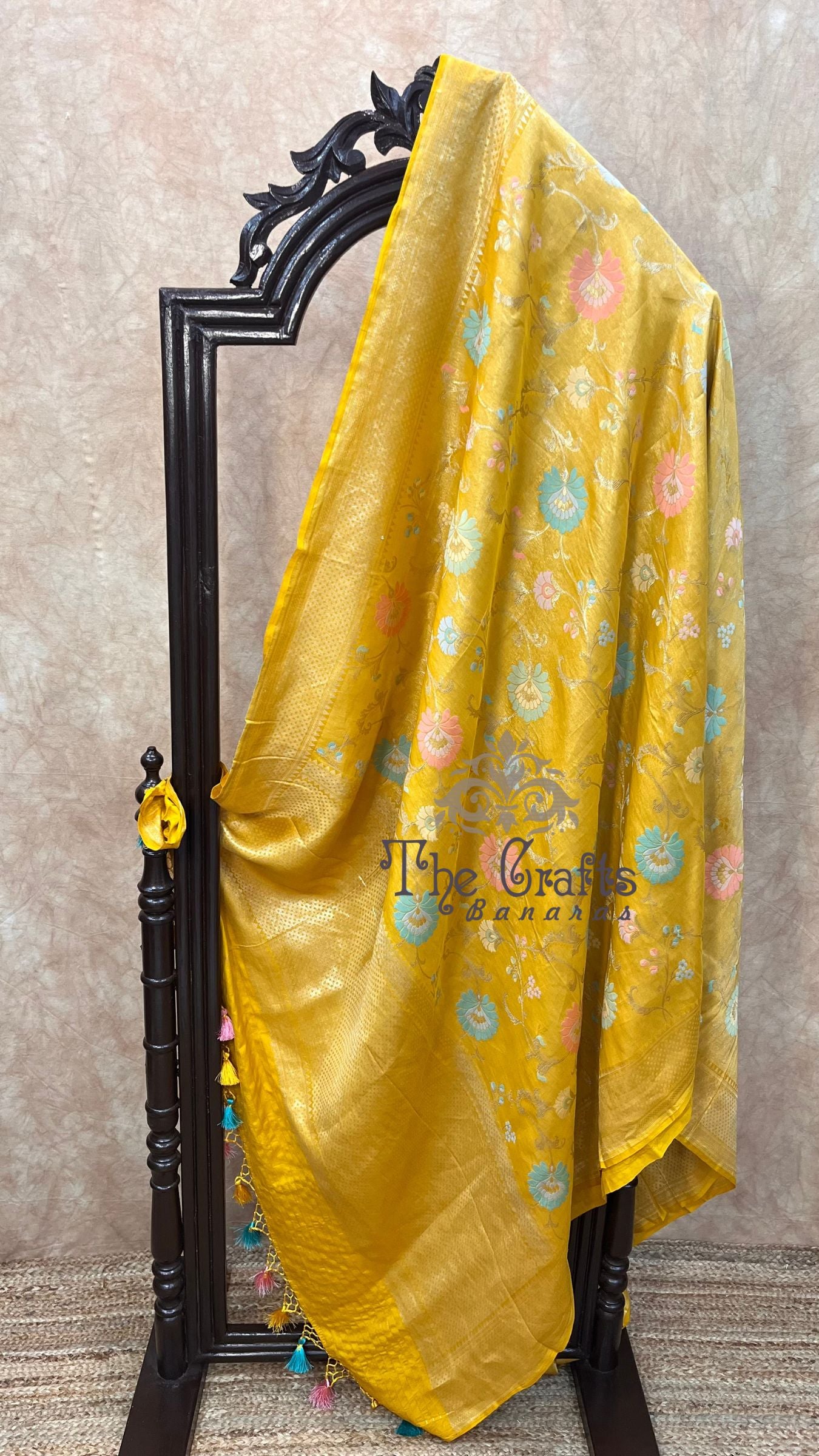 Tissue Georgette Handloom Banarasi Saree - Jaal with Meenakari