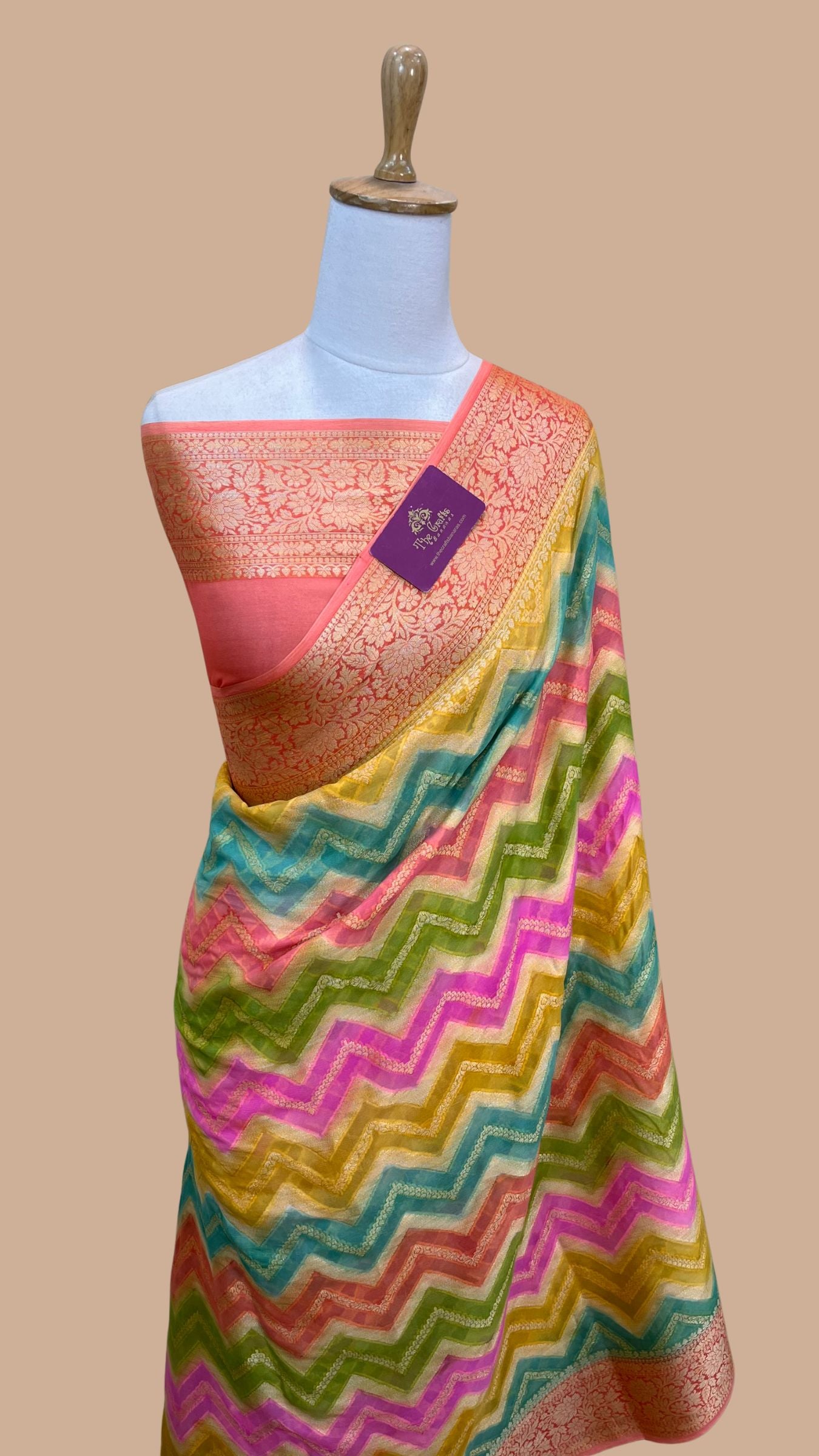 Pure Khaddi Chiffon Banarasi Saree