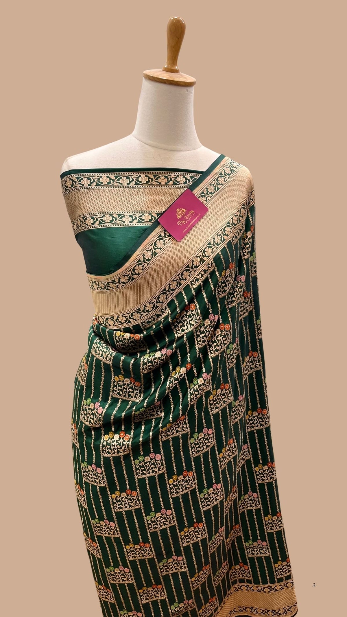 Pure Katan Silk Handloom Banarasi Saree - Jaal Work with Meenakari