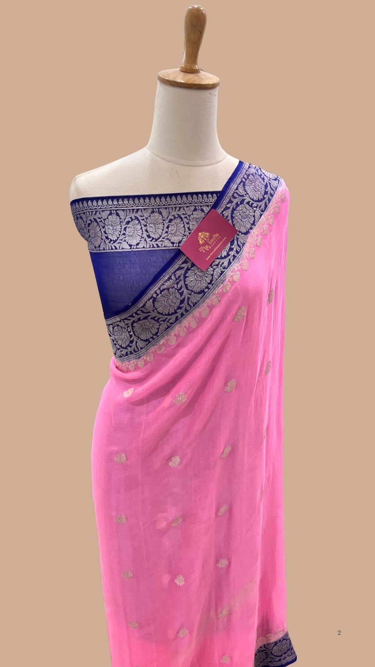 Pure Handloom Georgette Banarasi Saree - Silver Zari
