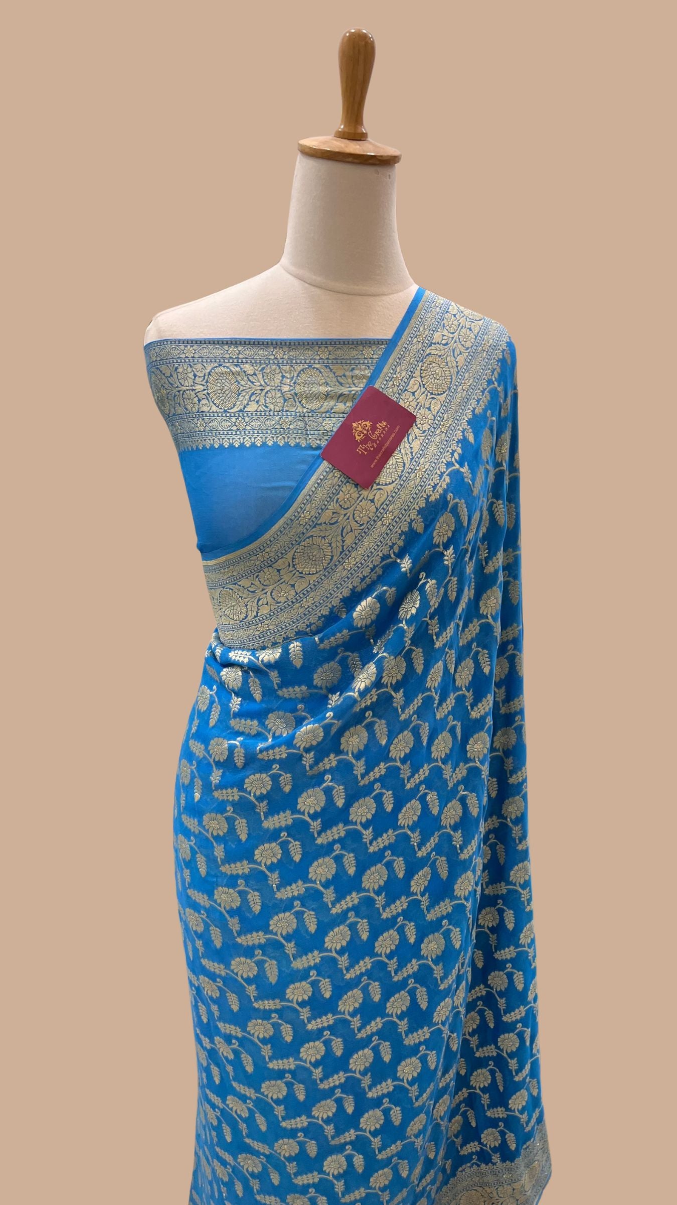 Khaddi Georgette Banarasi Saree - Water Zari