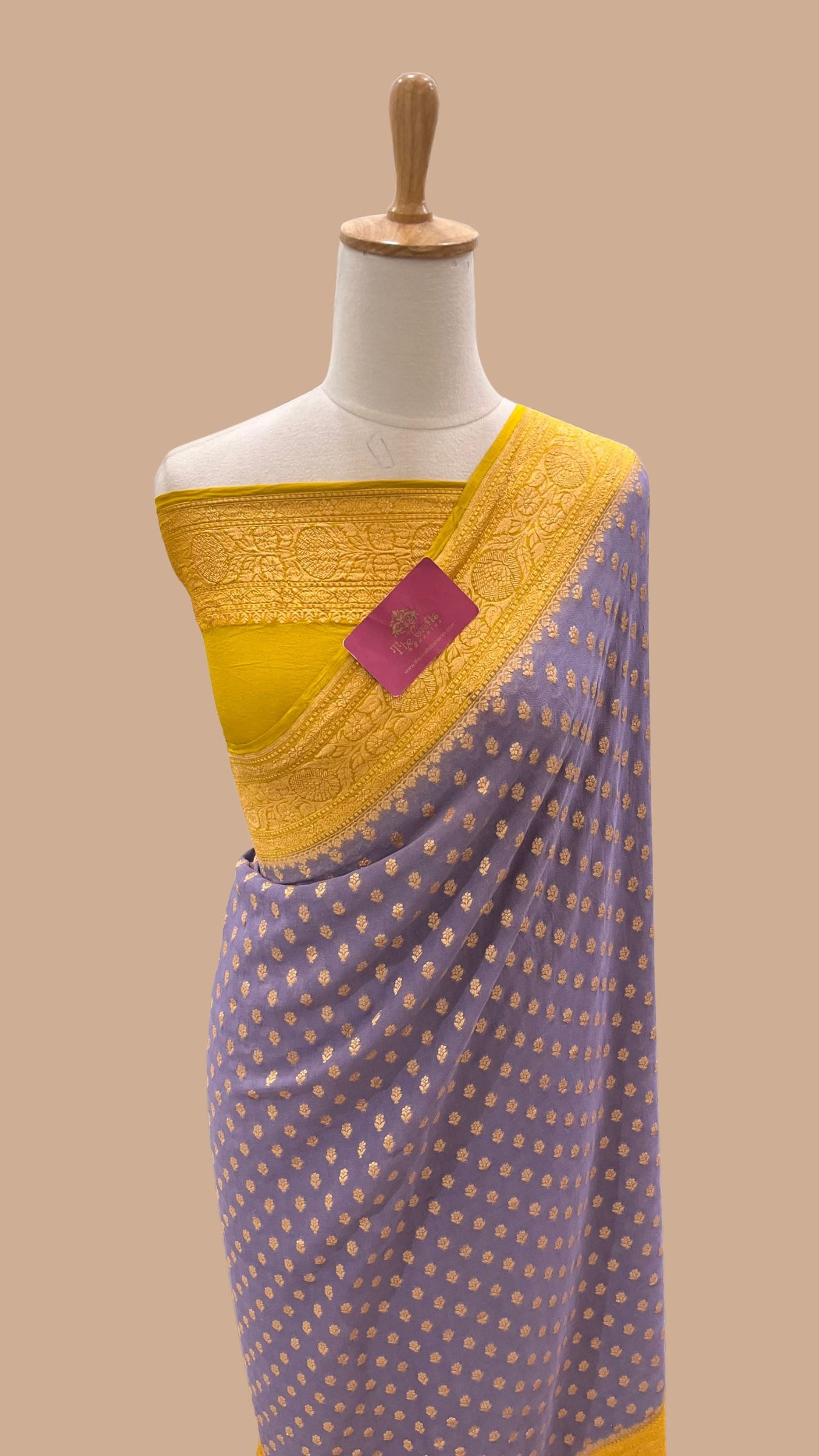 Khaddi Georgette Banarasi Saree - Gold Zari