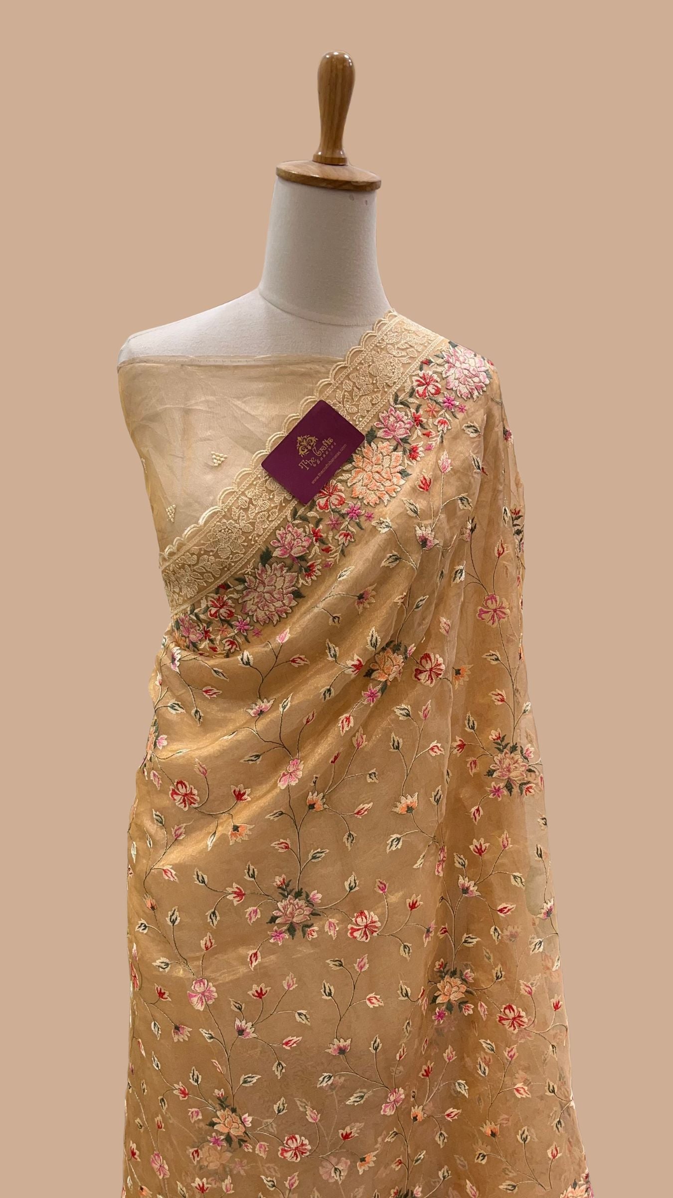 Pure Tissue Silk Banarasi Saree - Chikankari all over