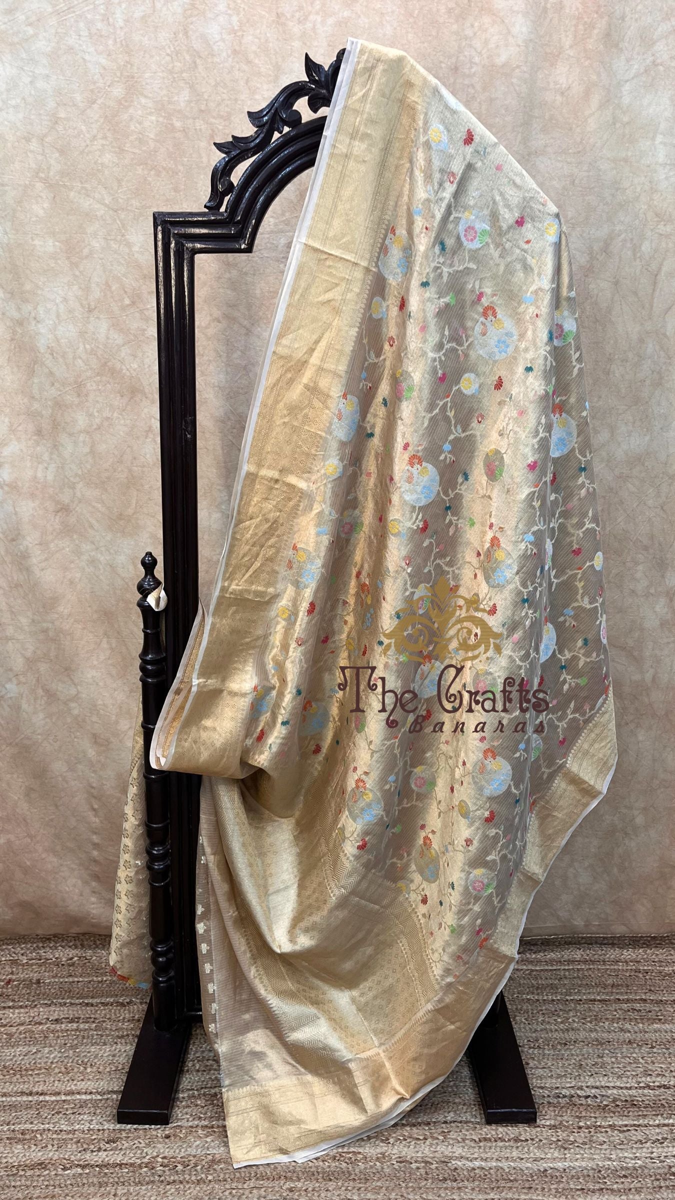 Pure Zari Kota Tissue Silk Handloom  Banarasi Saree - Meenakari