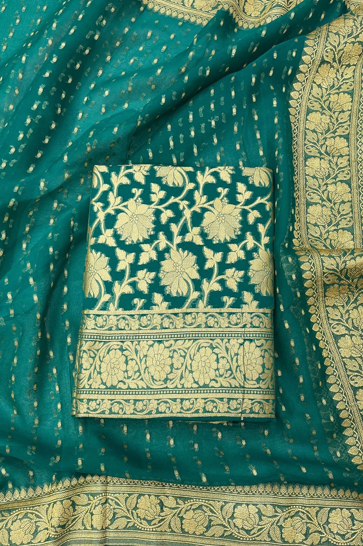 Khaddi Georgette Banarasi Dress Material