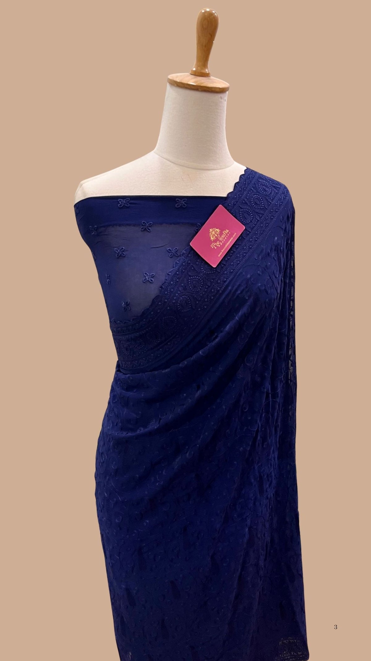 Pure Georgette Chikankari Handloom Banarasi Saree