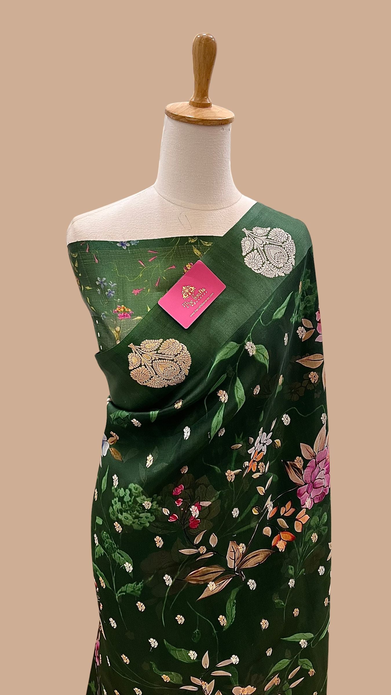 Pure Kora Silk Banarasi Saree - with Digital Print