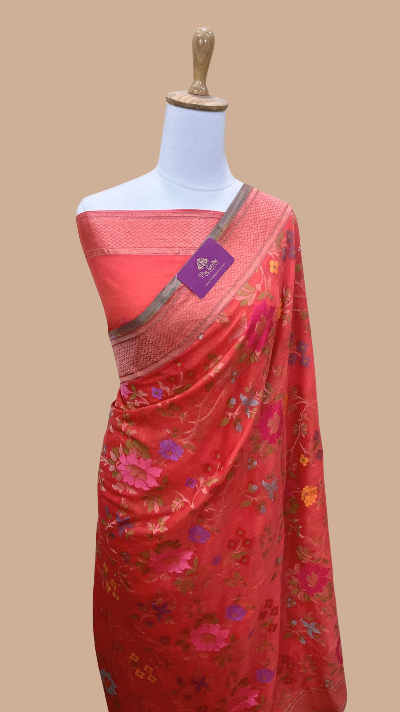 Pure Ektara Cotton Jamdani Banarasi Saree - Tilfi